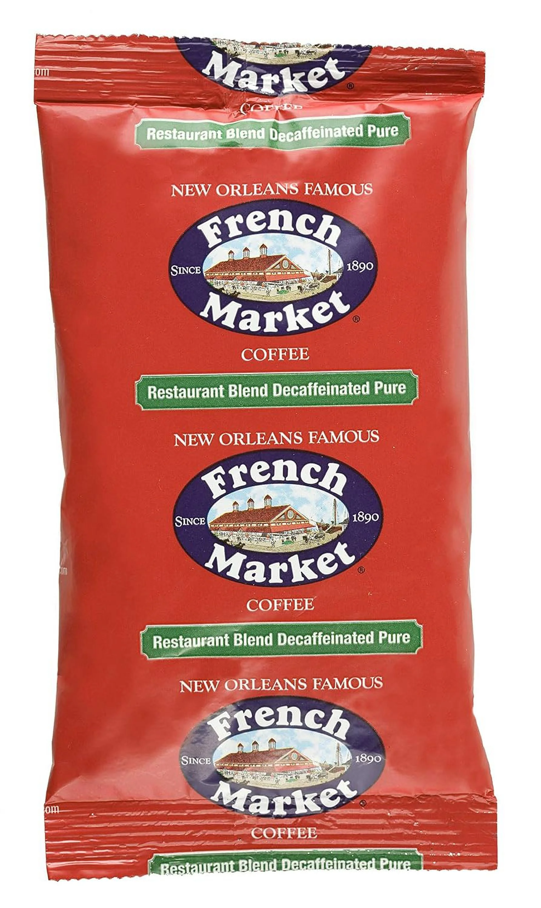 French Market Decaf Medium Roast Pure Blend Coffee, 2 Ounce - 40 per case.