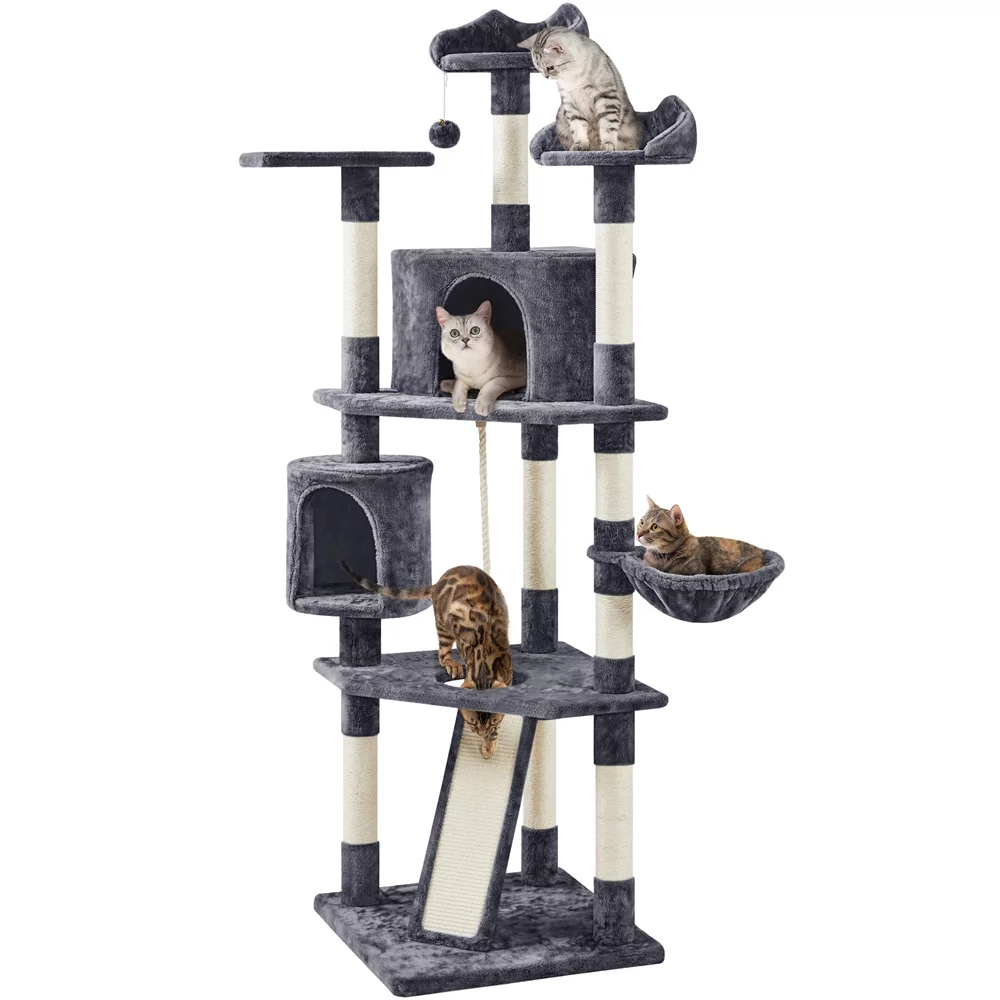 Yaheetech 79'' Multilevel Cat Tree with Condos & Scratching Posts,Dark Gray