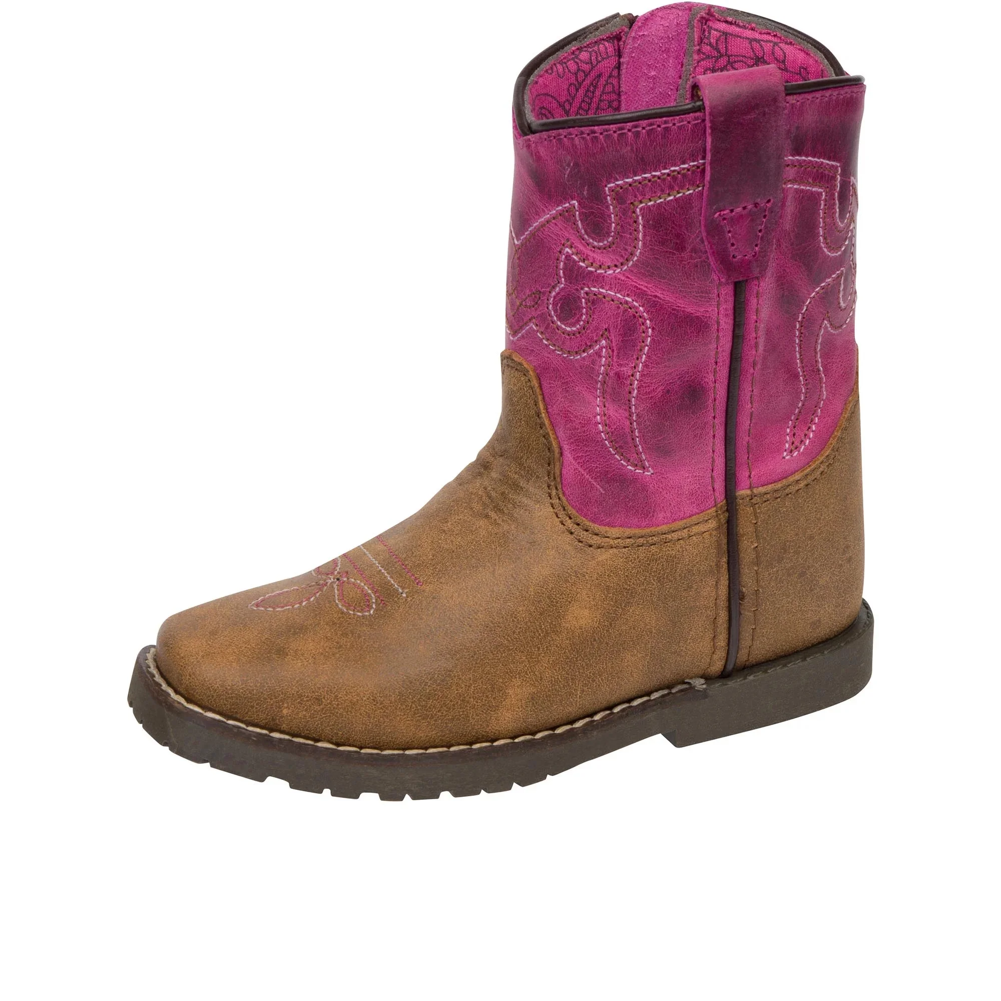 Smoky Mountain Toddler-Girls' Autry Western Boot Broad Square Toe Brown/Pink 6 D(M) US