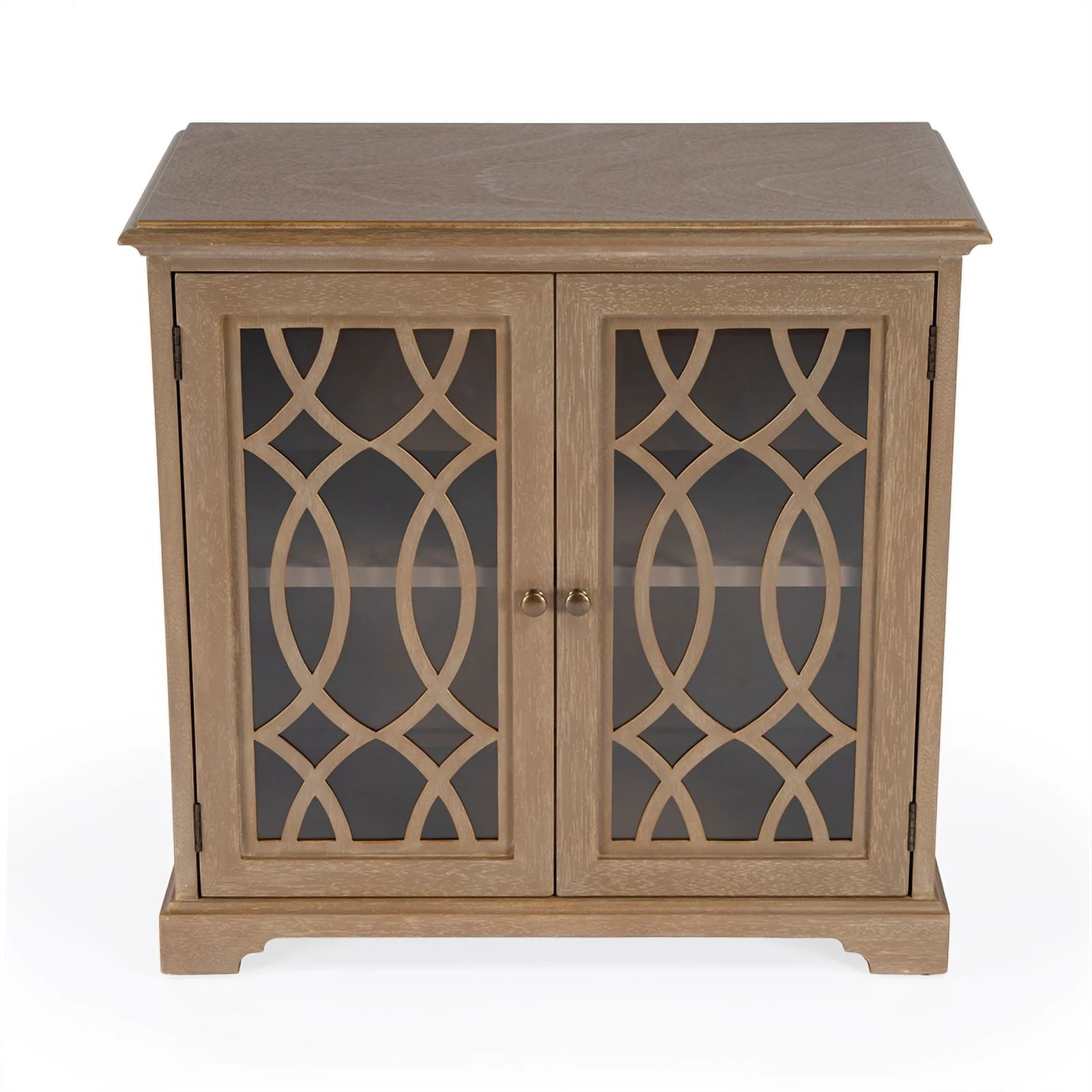Bowery Hill Traditional Wooden 2 Door Cabinet in Brown Finish