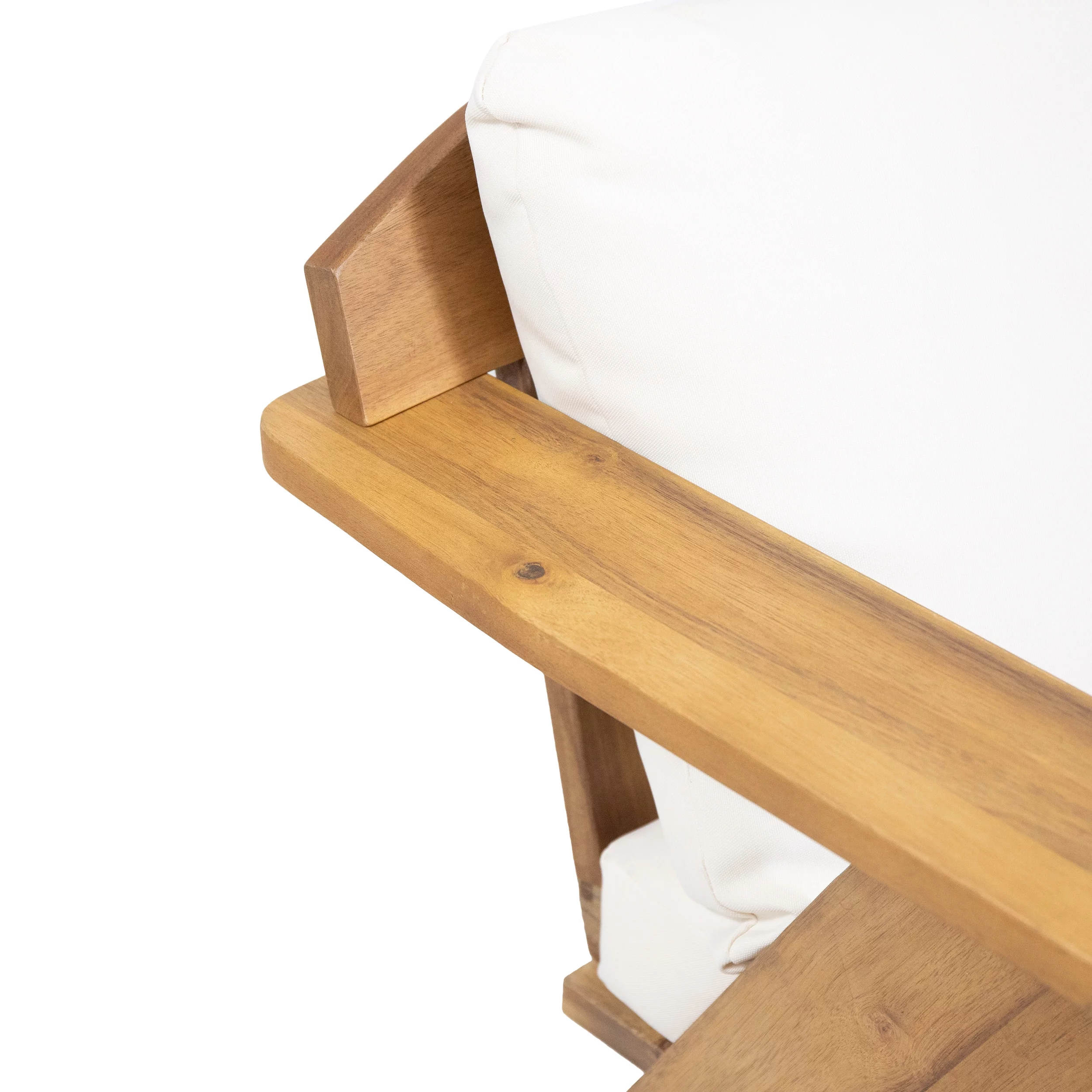 McClure Acacia Wood Outdoor Club Chairs with Cushion, Set of 2, Teak and Beige