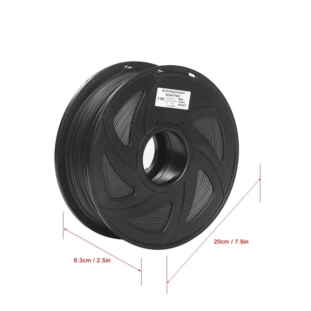 Andoer 3D Printer Filament Carbon Fiber + PLA 1.75mm 1kg Spool Dimensional Accuracy +/- 0.02mm
