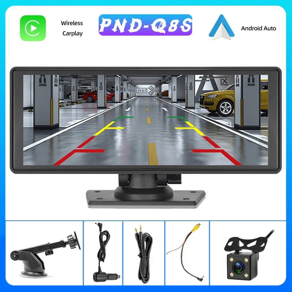 Portable Wireless Carplay&Android Auto Car Stereo,Newest 9.3 Inch Touch Screen Car Stereo with Bluetooth/FM Synchronization/Rear Camera Navigation Unit Player with Bluetooth FM Transmitter,AUX, TF