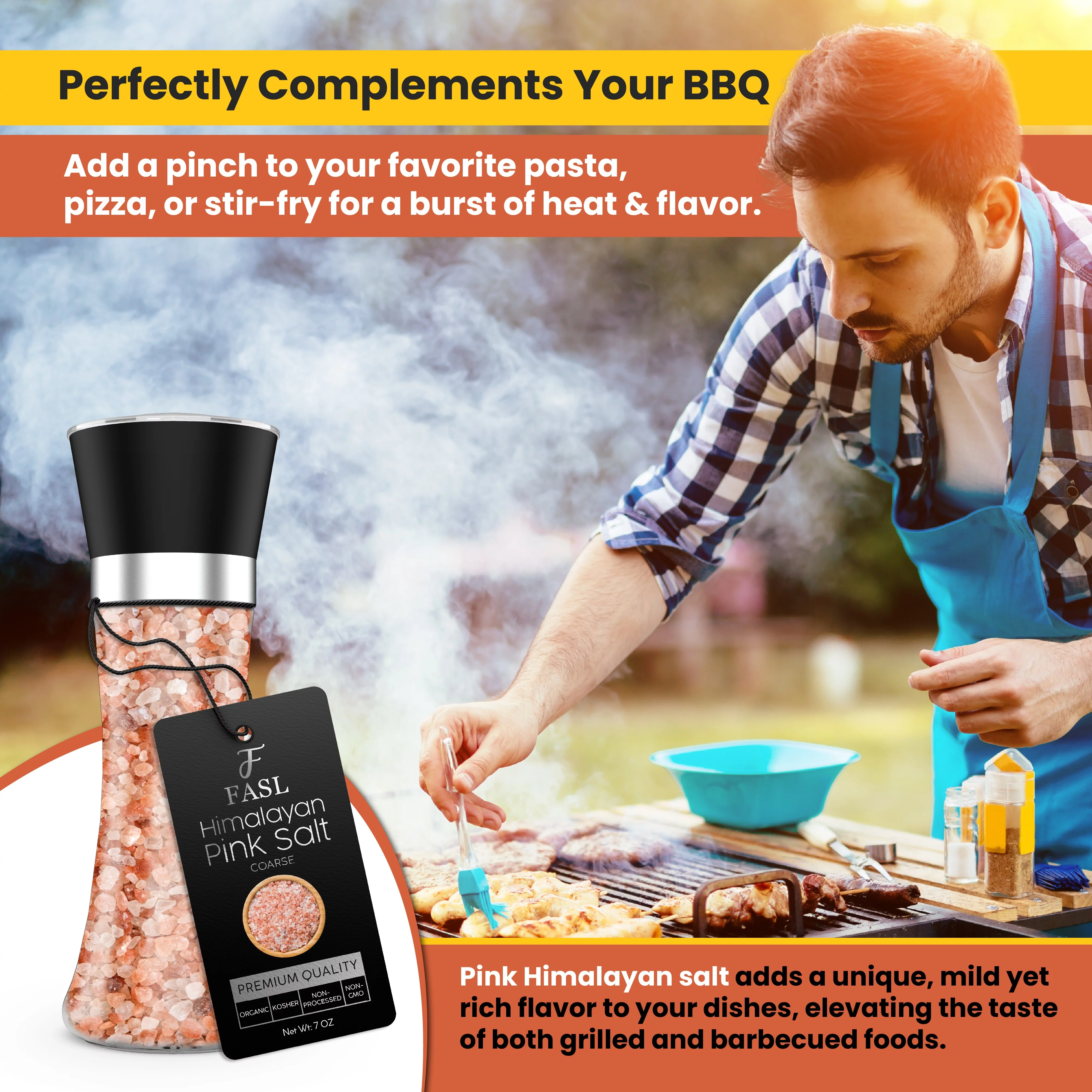 Fasl Himalayan Pink Salt & Garlic, Reusable Glass Grinder- 5.5 oz