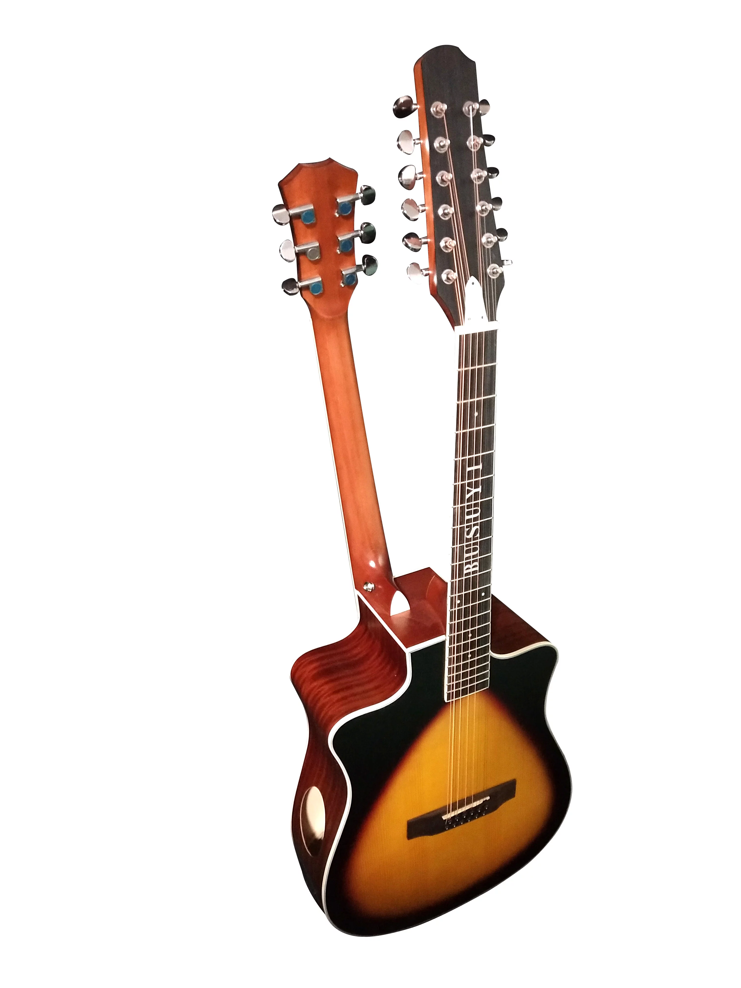 12 String Acoustic / 6 String Acoustic, Double Sided, Travel, Busuyi Guitar, (Sunset) All Levels
