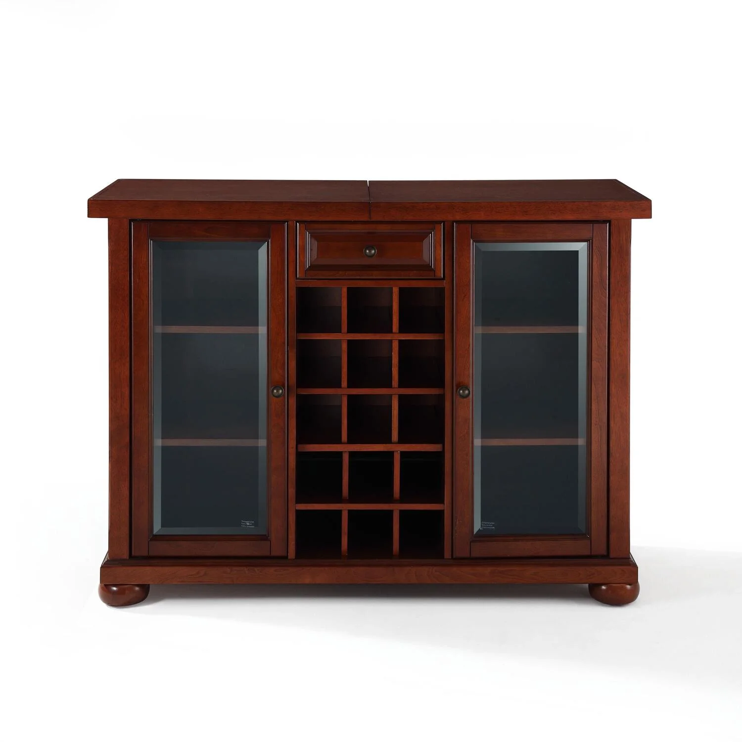 HomeStock Artistic Accomplishment Sliding Top Bar Cabinet Mahogany