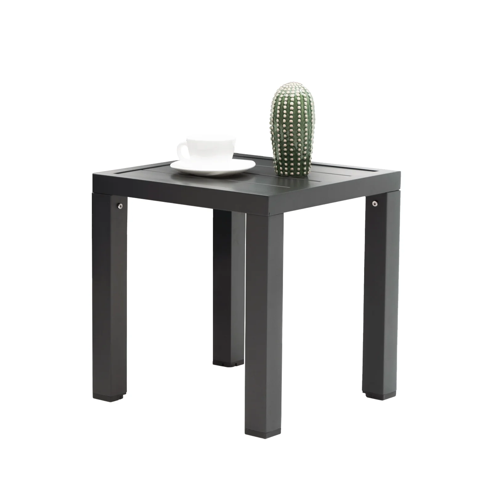 Outdoor Side Table for Patio End Tables for Outside Aluminum Square End Tables,Dark Grey