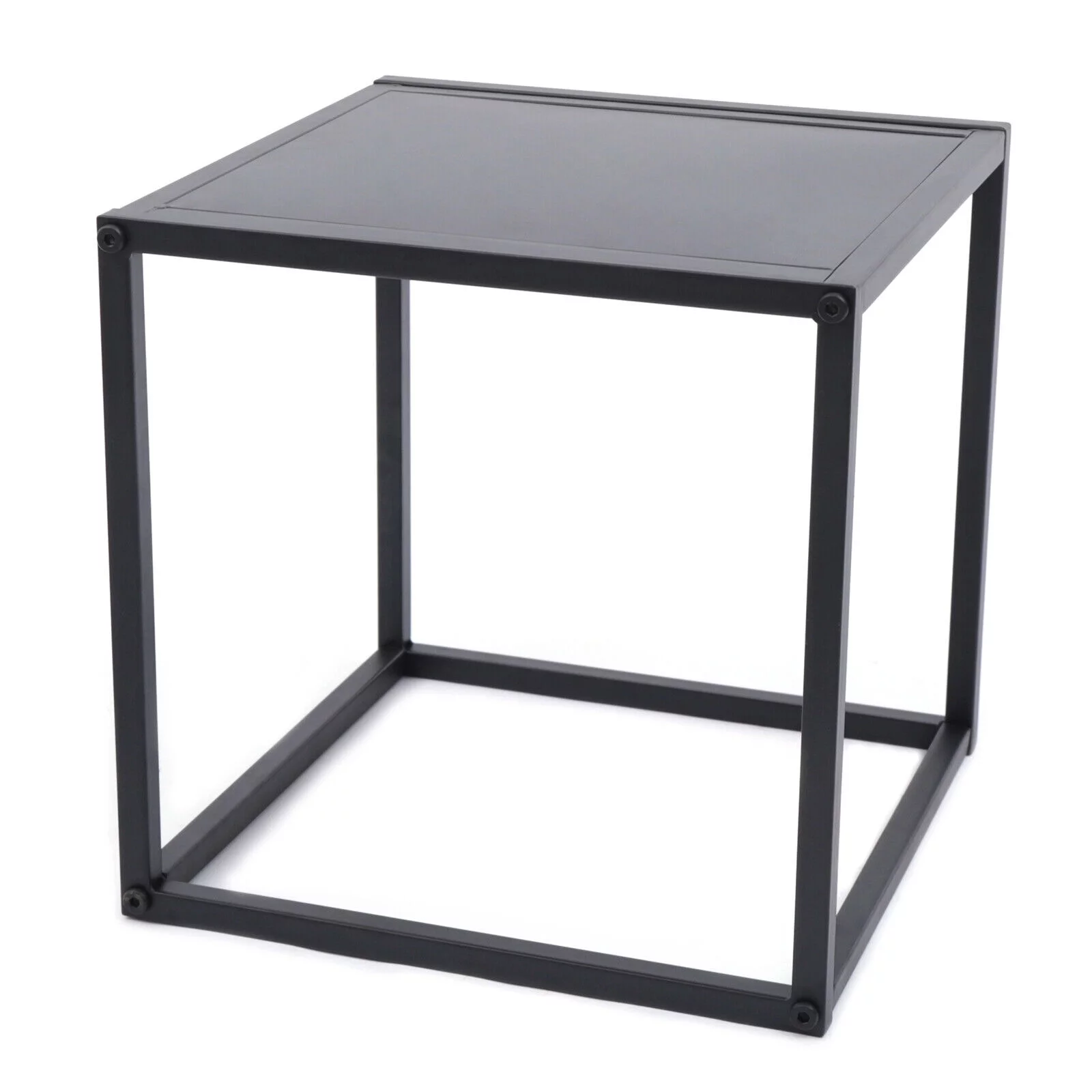 2pc Modern Square Metal Coffee Table Side/End Table Tray Matt Black Office Home