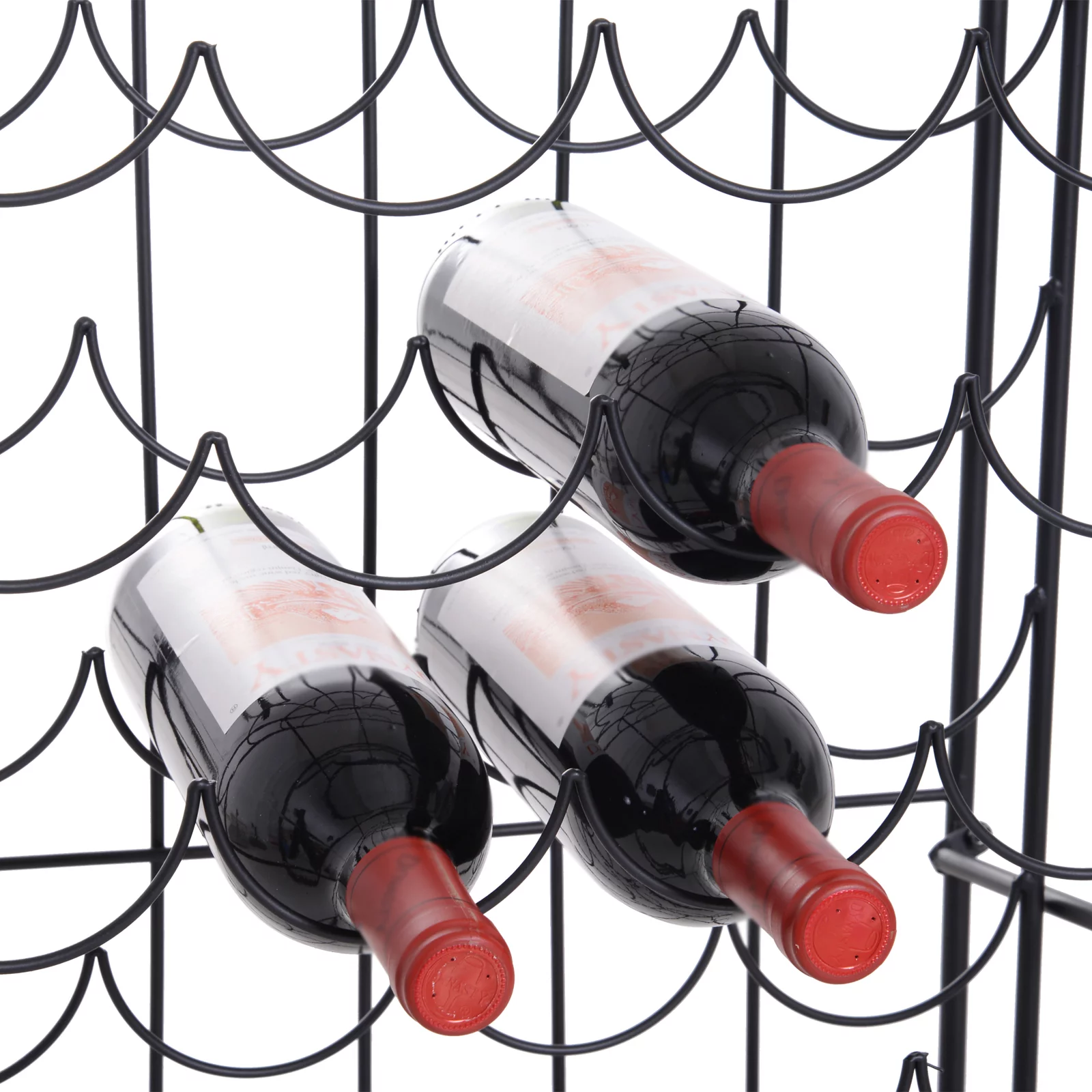 HOMCOM 35 Bottle Wrought Iron Wine Rack Cabinet with Lock,  Black