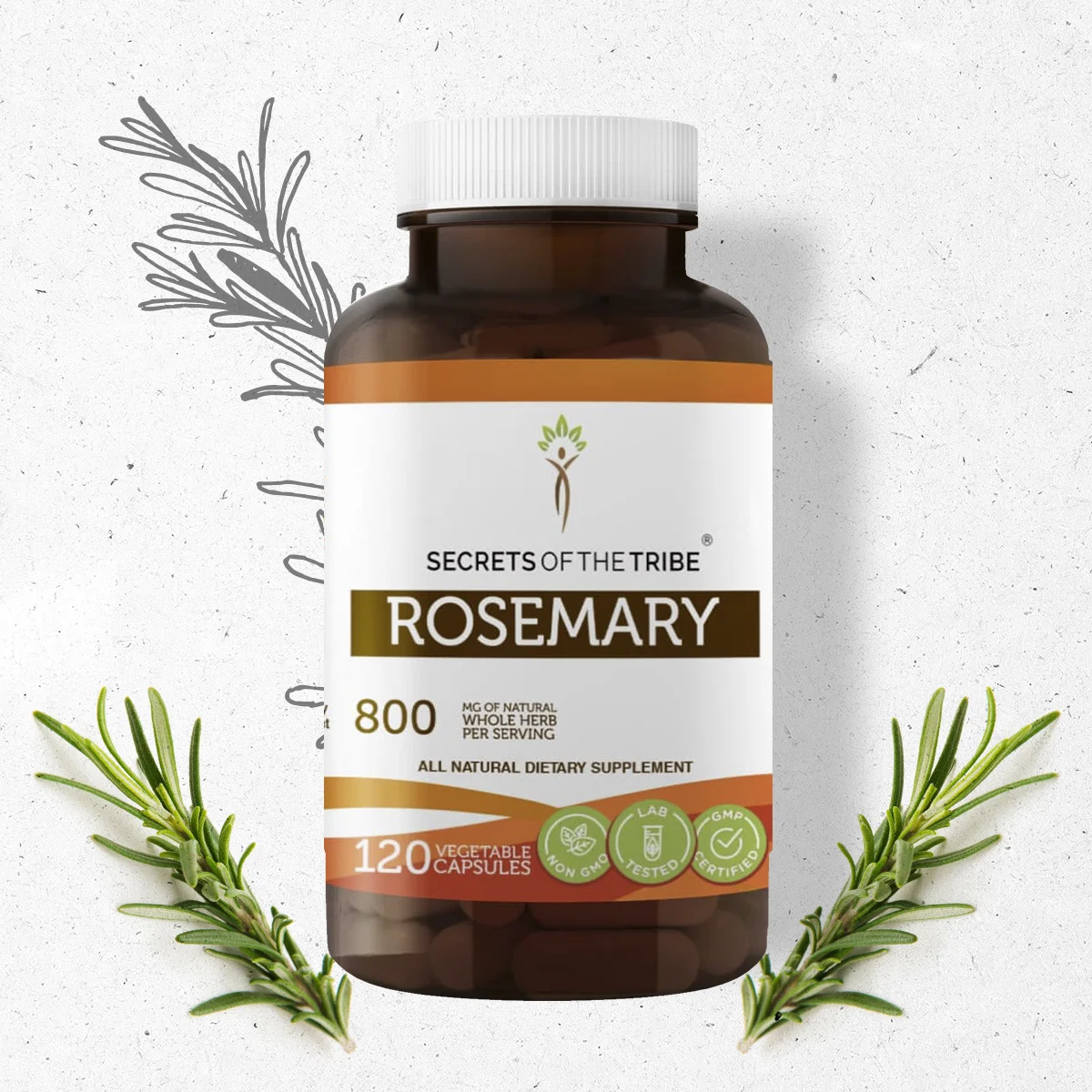 Secrets of the Tribe Rosemary 120 Capsules, 400 mg, Organic Rosemary (Rosmarinus Officinalis) Dried Leaf