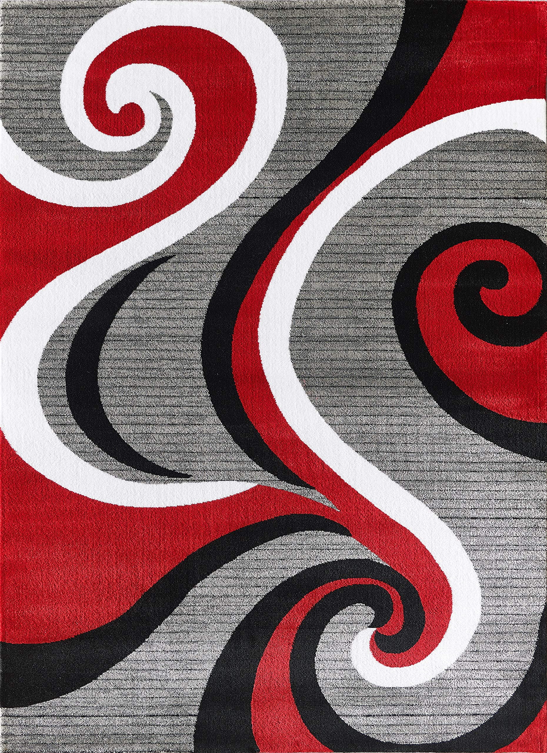 GLORY RUGS Modern Area Rug 5x7 Red Swirls Carpet Bedroom Living Room Contemporary Dining Accent Sevilla Collection 4817 (5x7, Red)