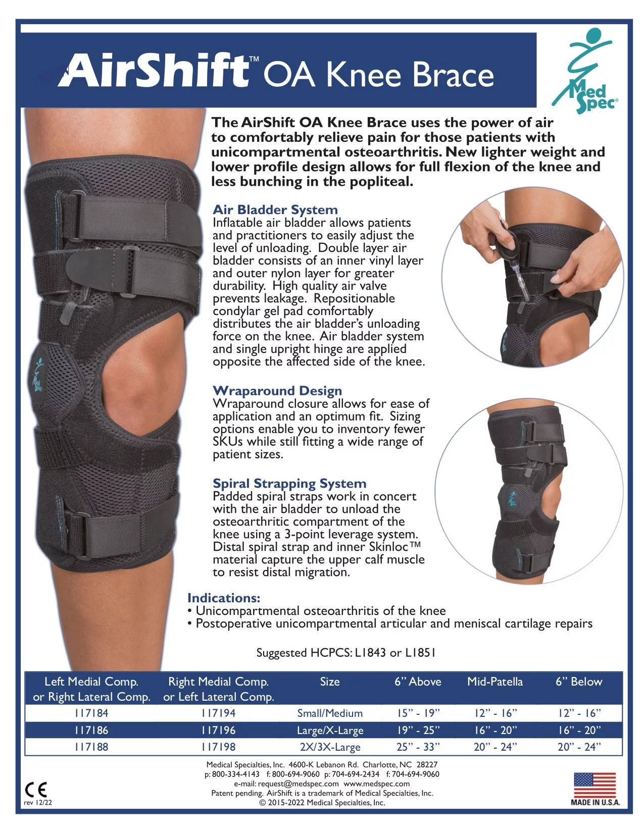 AirShift™ OA Knee Brace, Large/X-Large / Medial Comp. Right/ Lateral Comp. Left