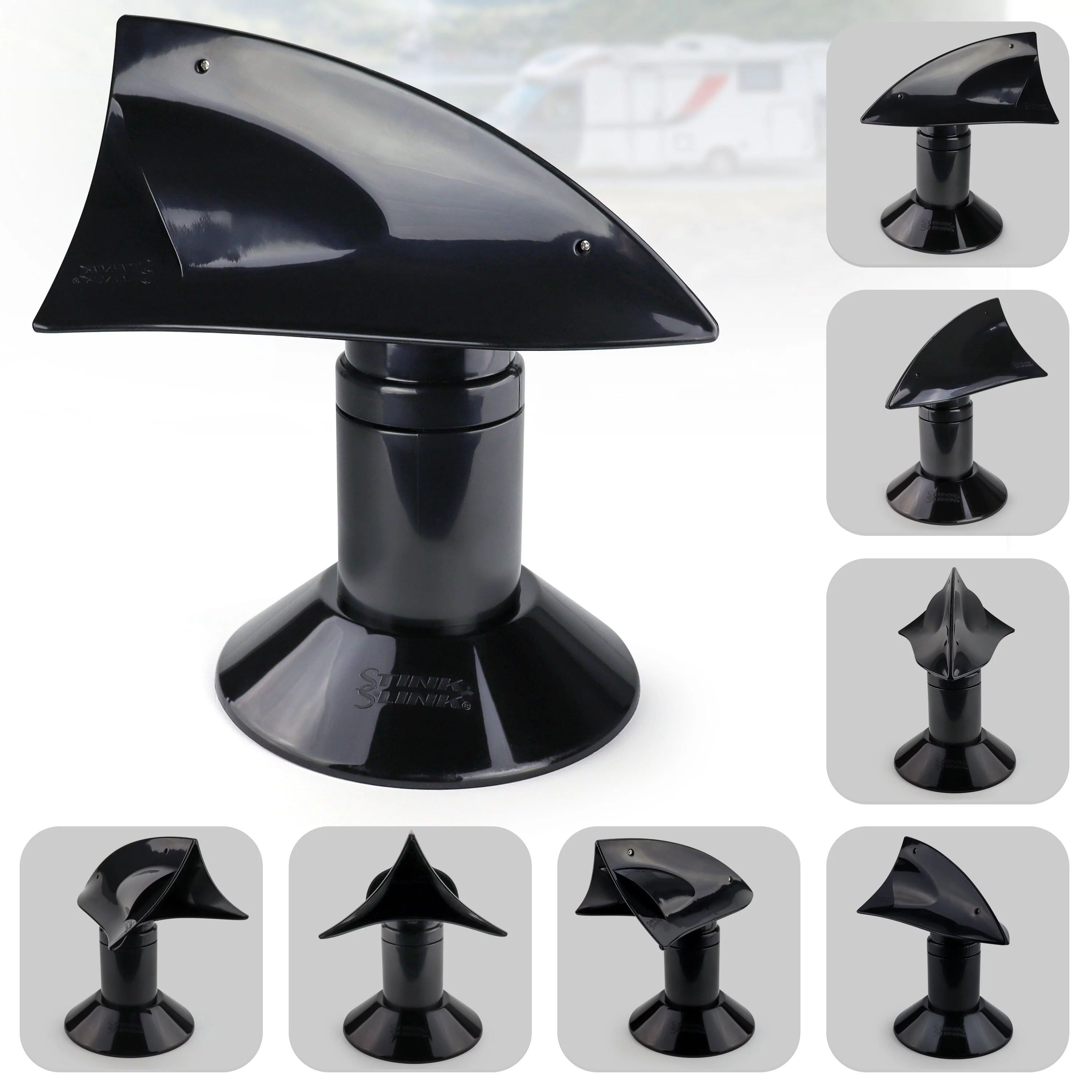 Stink Slink Rotating RV Sewer - Holding Tank Roof Vent/Cover/Cap - Black