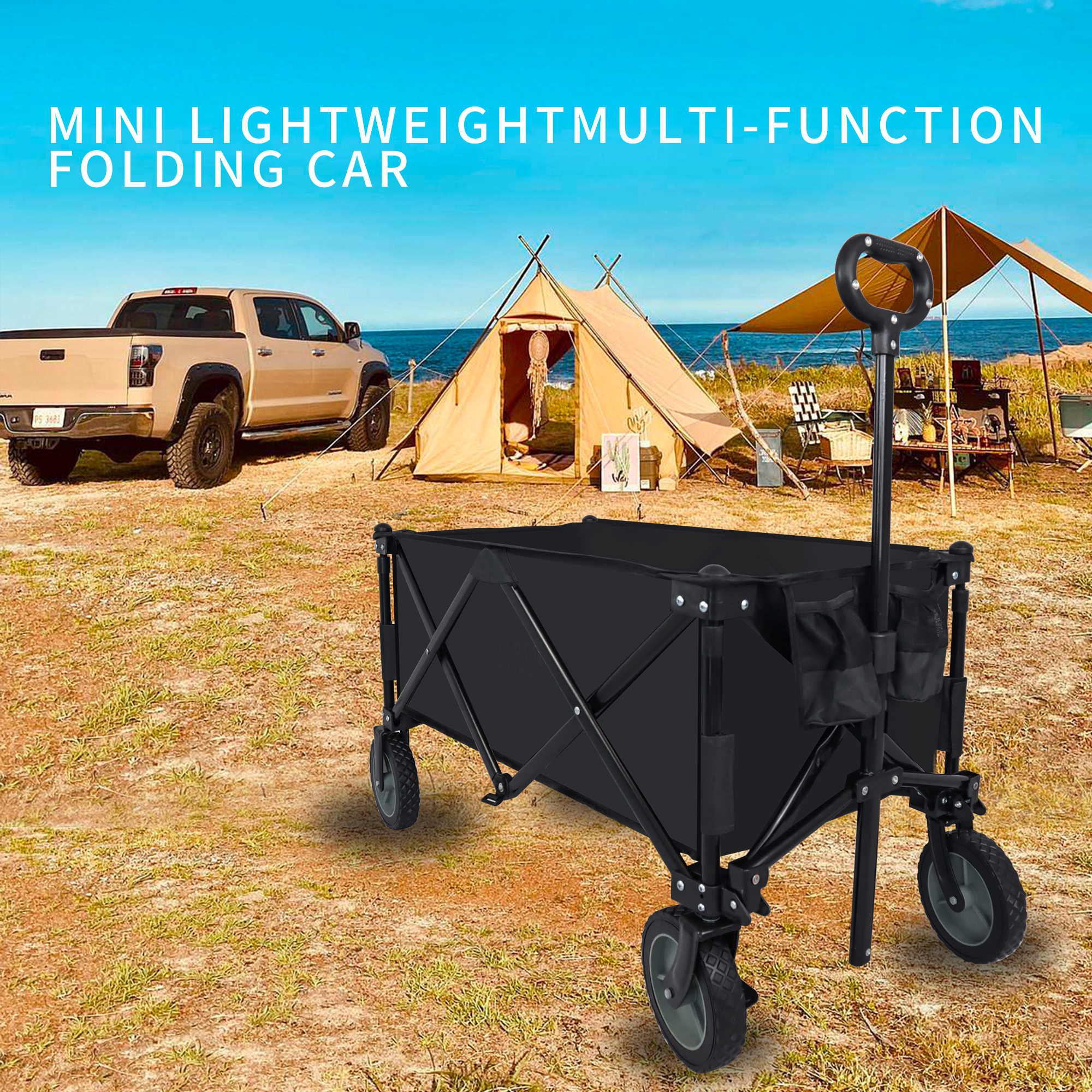 Utility Collapsible Folding Wagon Cart Heavy Duty Foldable, Beach Wagon