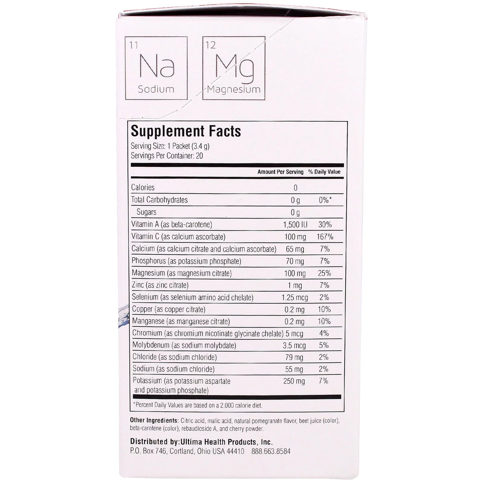 Ultima Replenisher Electrolyte Hydration Mix, Cherry Pomegranate, 20 Count Stickpacks - Sugar-Free, 0 Calories, 0 Carbs - Gluten-Free, Keto, Non-GMO, Vegan -Magnesium, Potassium, Calcium, Sodium