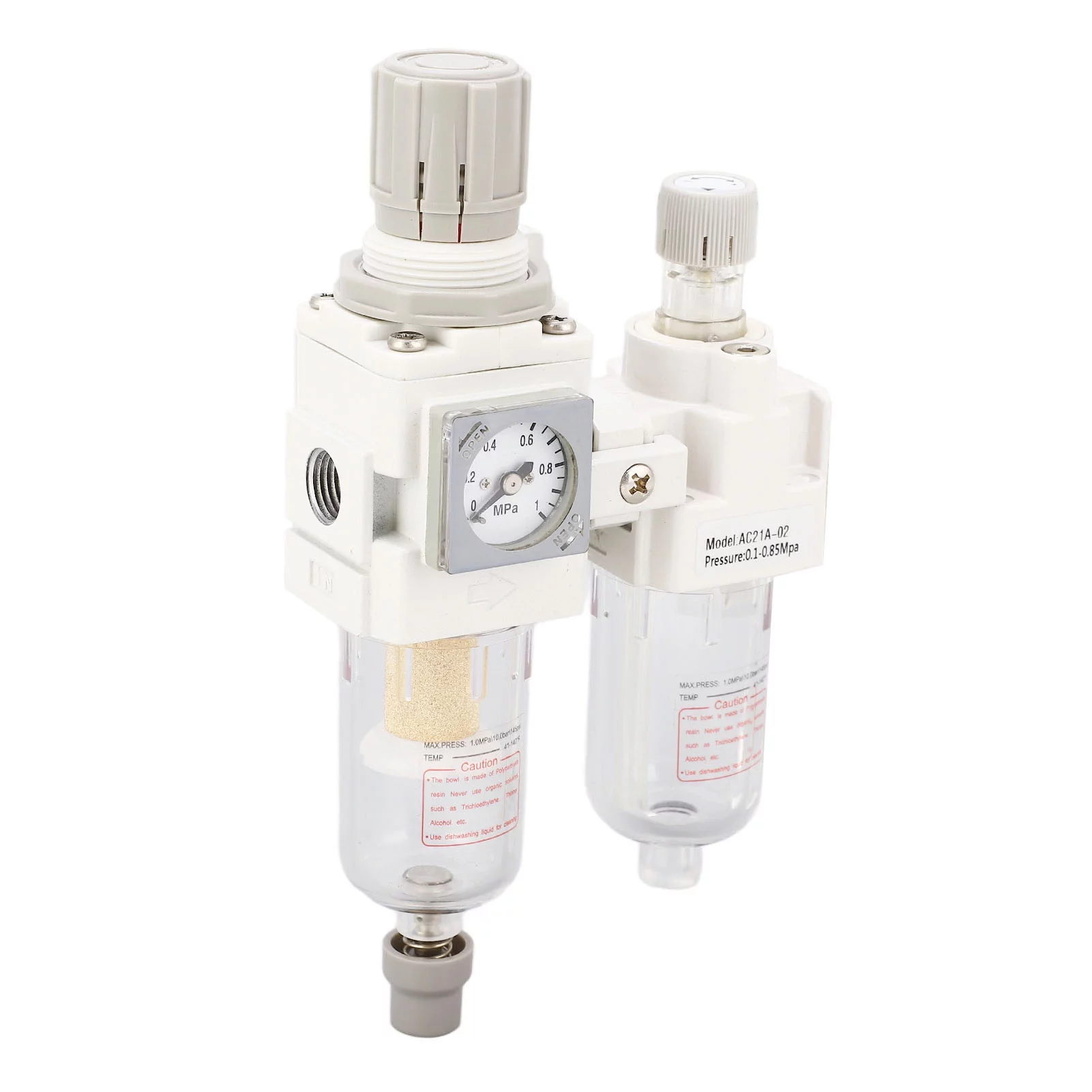 DEWIN Air Filter Regulator Lubricator Combo, G1/4in Inlet Outlet Pneumatic Tool Air Pressure Regulator Water Oil Separator