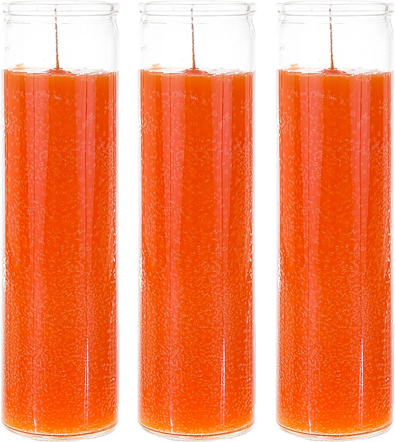 3 Pcs Unscented Orange 7 Day Devotional Prayer Glass Container Candle, Premium Wax  2 Inch X 8 Inch, Great For Sanctuary, Vigils, Prayers, Blessing, Religious  Much More