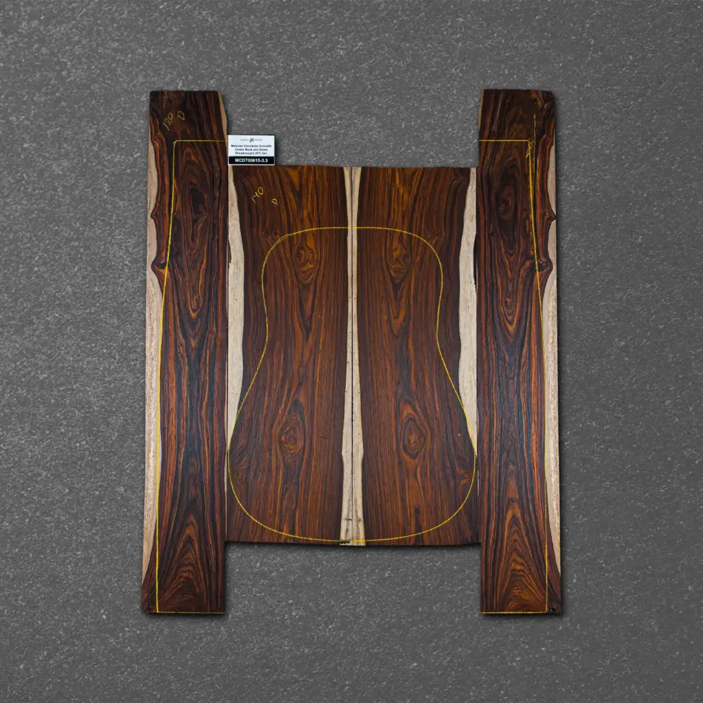 Mexican Cocobolo Acoustic Guitar Back and Sides Dreadnought (DT) Set. – MCDT000615-3.3