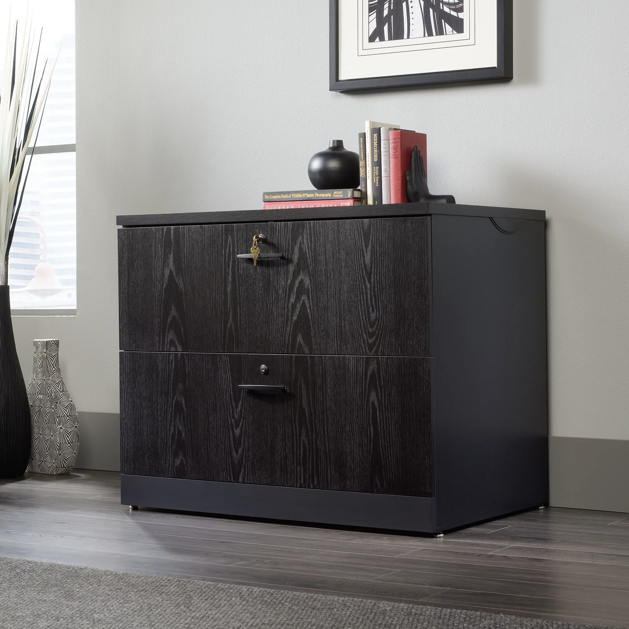 Sauder Via 2 Drawer Lateral File Cabinet, Bourbon Oak Finish