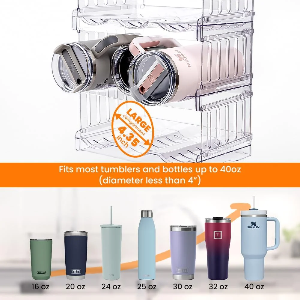 Batcatel Water Bottle Organizer for Stanley 40 oz Tumbler with Handle, Pantry Kitchen Organizers and Storage for Stanley Cup Accessories, Stackable Water Bottle Holder Wine Rack Gifts,6-bottle