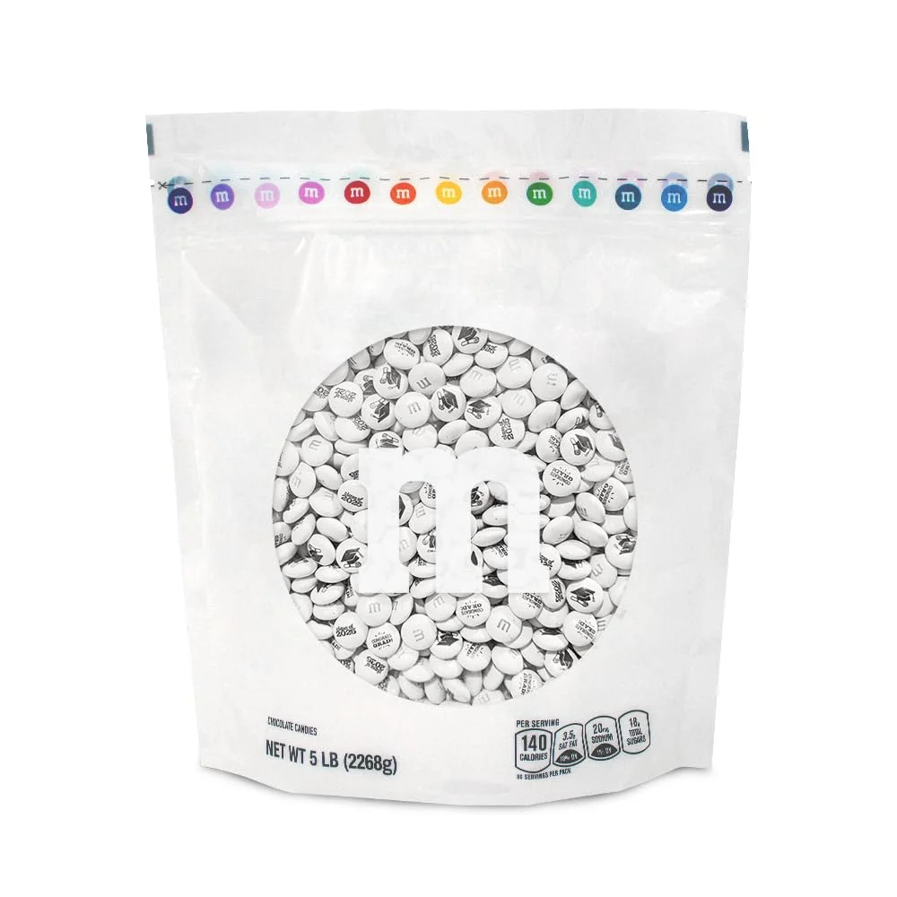 M&M,S Class Of 2025 Milk Chocolate Candies, 5 Pounds Of White Bulk Candy With Printed Graduation Themed Images, Resealable Pack For Parties, Grad Gifts, Diy Party Favors & More