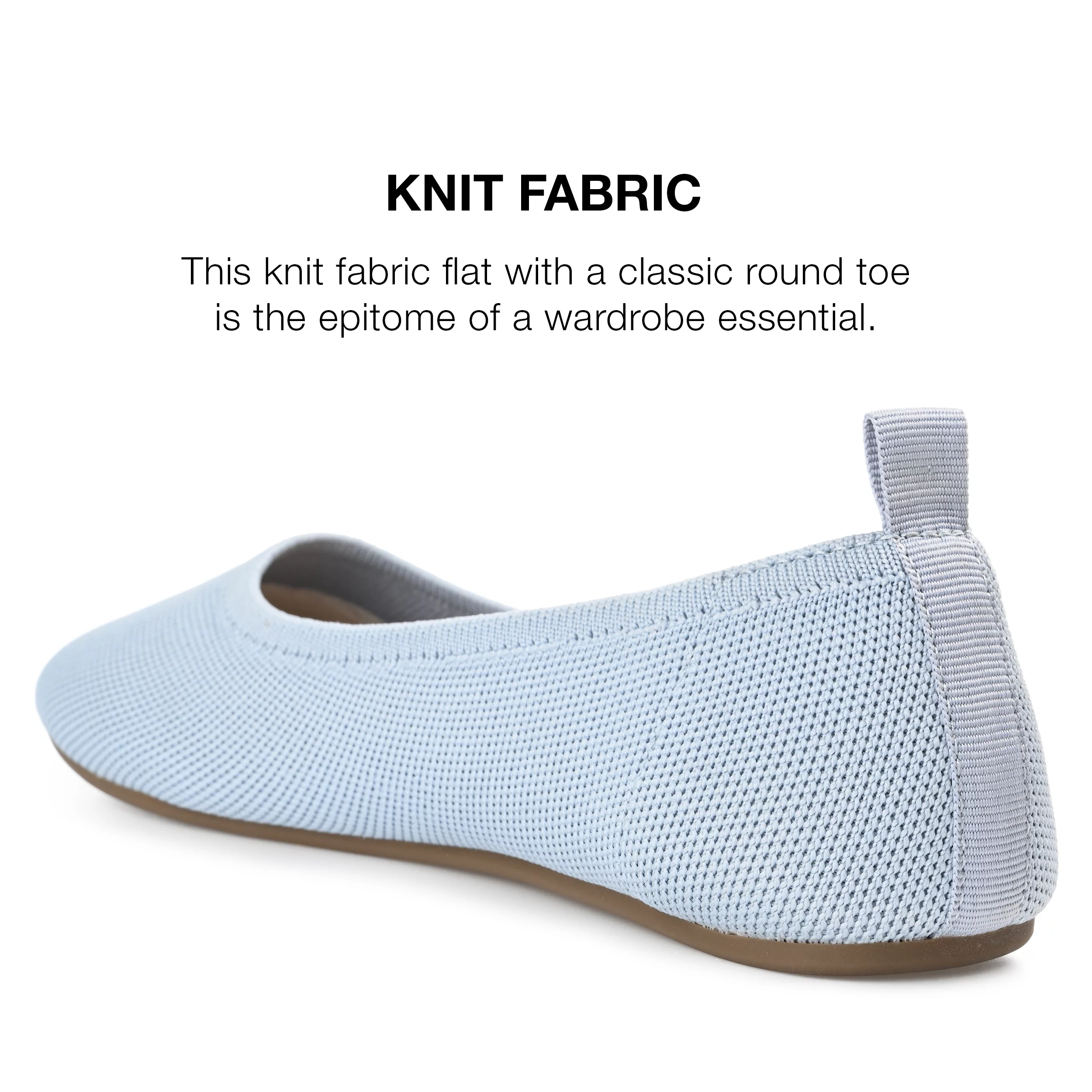 Journee Collection Womens Jersie Knit Foldable Round Toe Slip On Flats