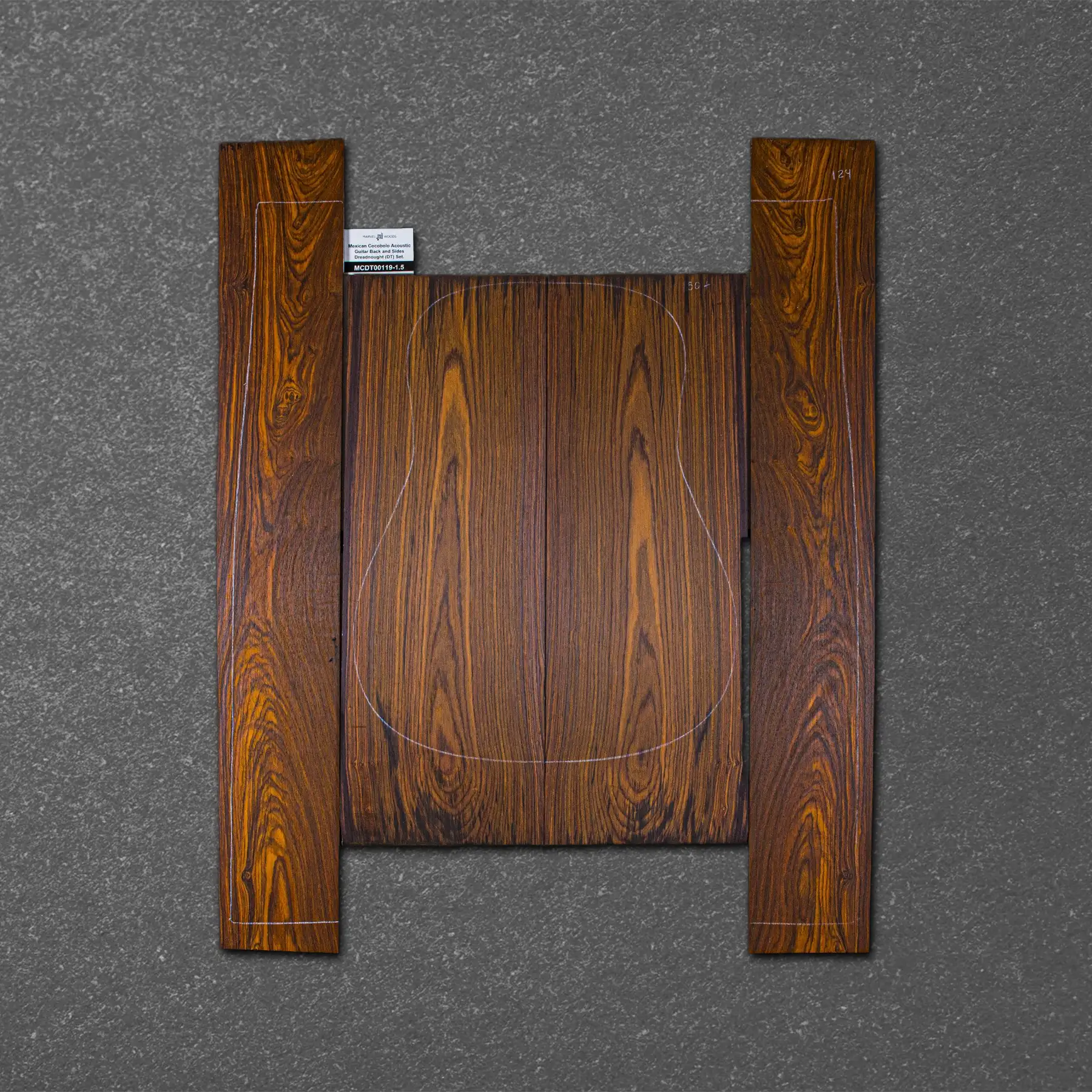 Mexican Cocobolo Acoustic Guitar Back and Sides Dreadnought (DT) Set. – MCDT000119-1.5