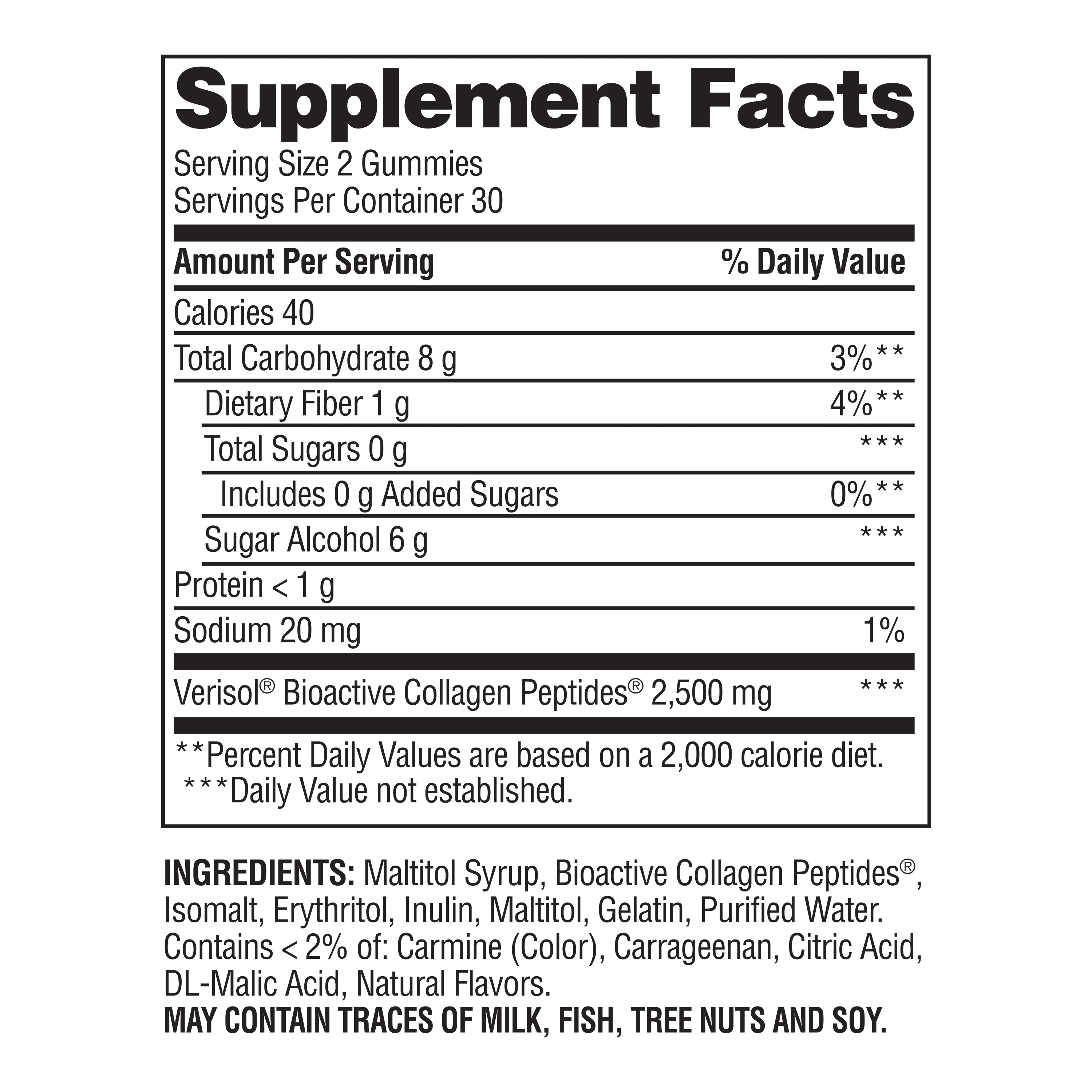 Spring Valley Zero Sugar Collagen Peptides 2500mg Gummy, 60 Count