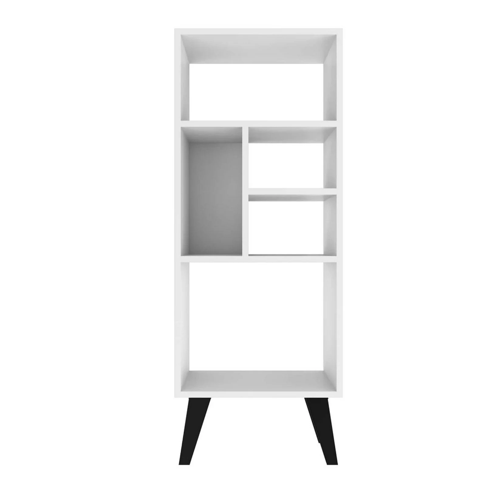 Manhattan Comfort Warren 5 Shelves Wood Mid-Height Bookcase in White/Black