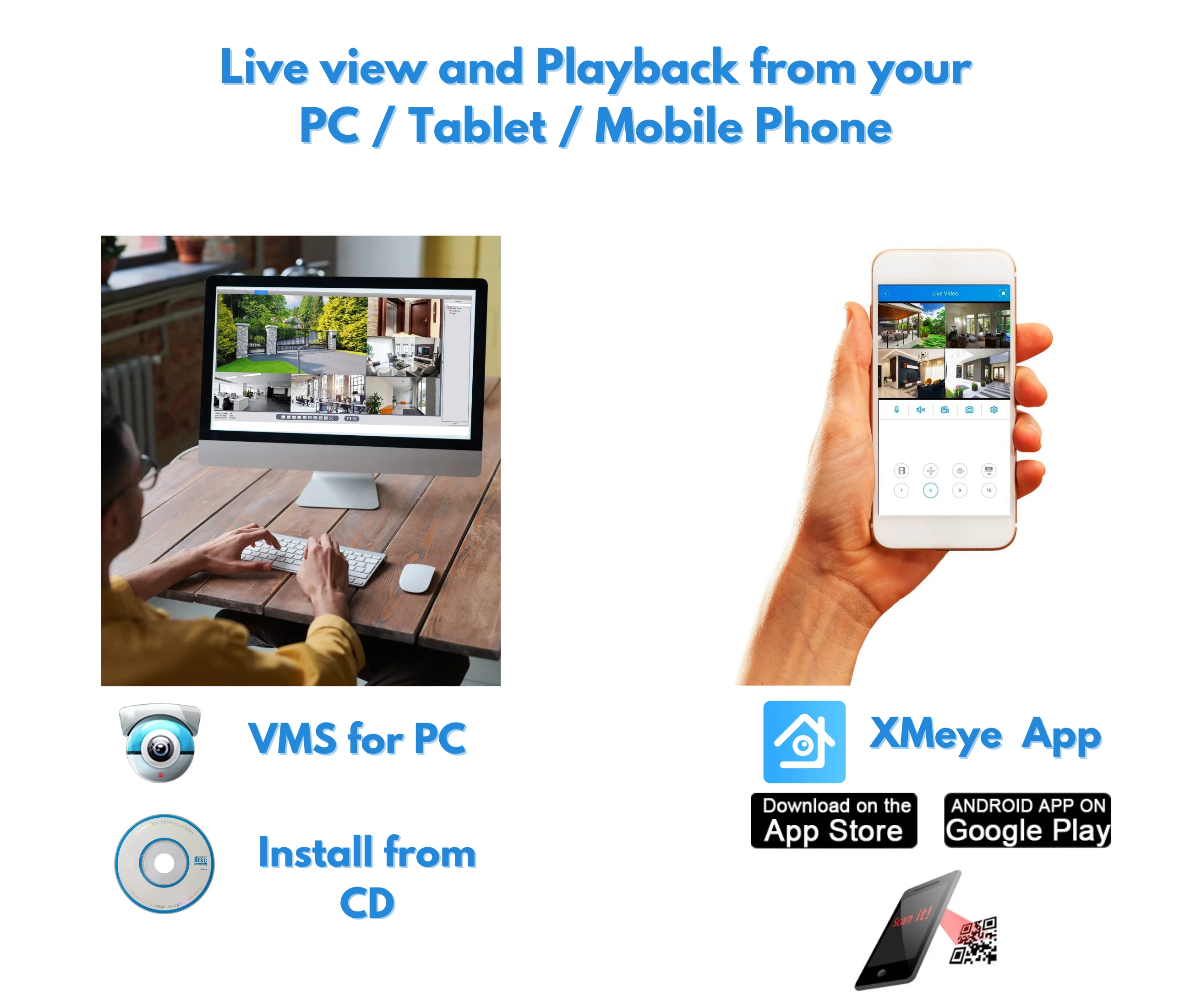 Evertech 8 Channel CCTV Security Camera System 1080P HD Night Vision Indoor Outdoor Dome Cameras 2TB Hard Drive for Recording