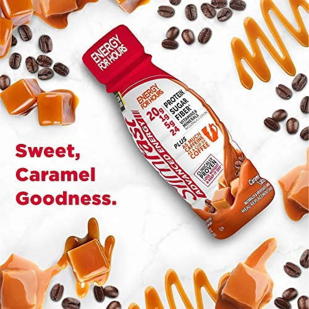 Advanced Energy High Protein Meal Replacement Shake, Caramel Latte, 20g of Ready to Drink Protein with Caffeine, 11 Fl. Oz Bottle, 15 Count