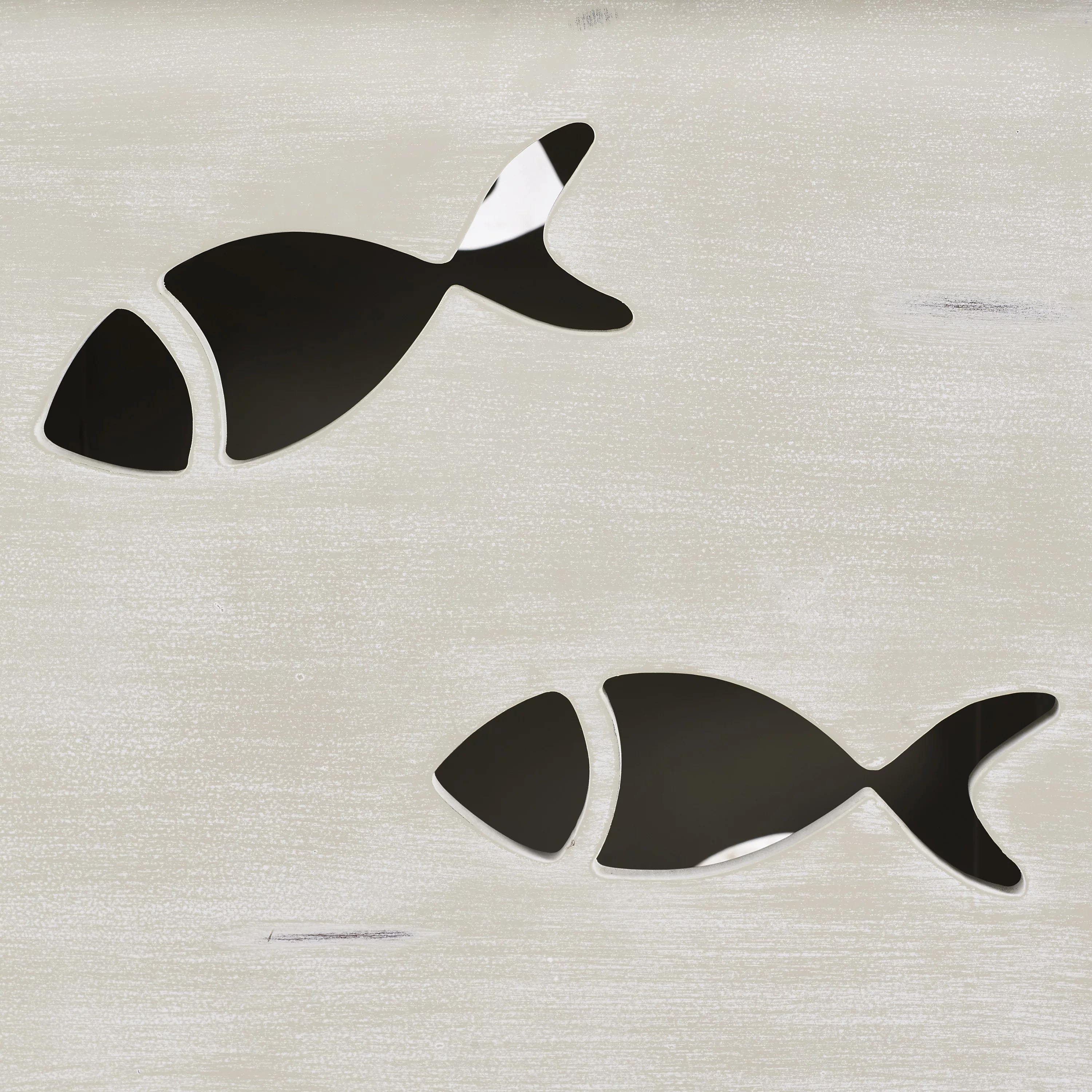 Creekview Coastal Square Metal Accent Side Table with Cutout Fish, Gray Top and Cream Base