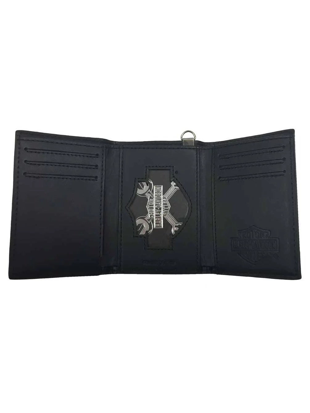Harley-Davidson Men's Danger Zone Tri-Fold Genuine Leather Wallet HDMWA11213-BLK, Harley Davidson