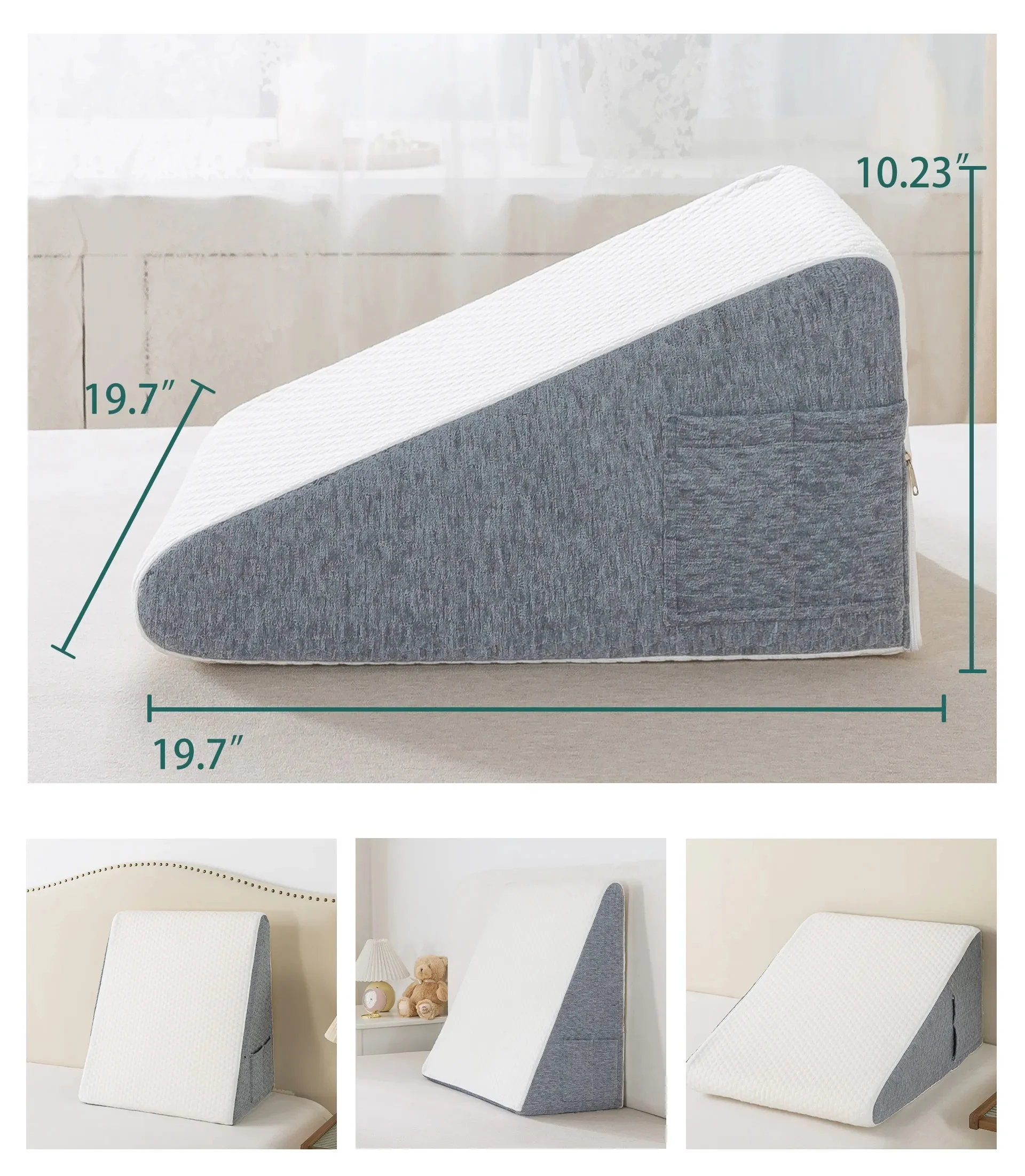 Wedge Pillow for Sleeping Bed Wedge Pillow for After Surgery Triangle Pillow Wedge Air Layer Sleeping Wedge Cover Memory Foam