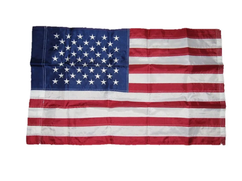 2x3 Embroidered USA American Pole Sleeve 210D Sewn Nylon Flag 2'x3' (USA MADE)