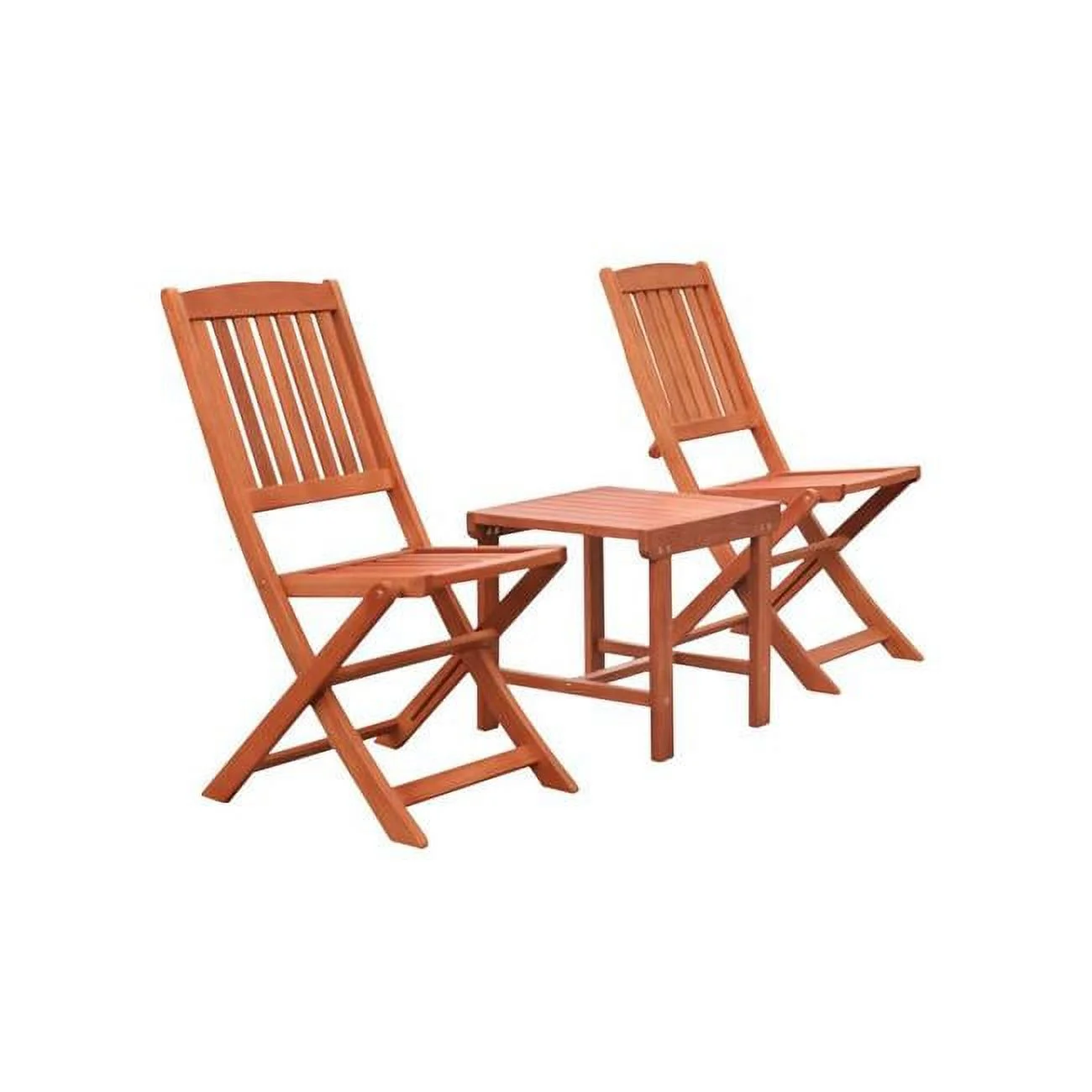 Malibu Outdoor Patio 3-Piece Wood Dining Set with Folding Chair