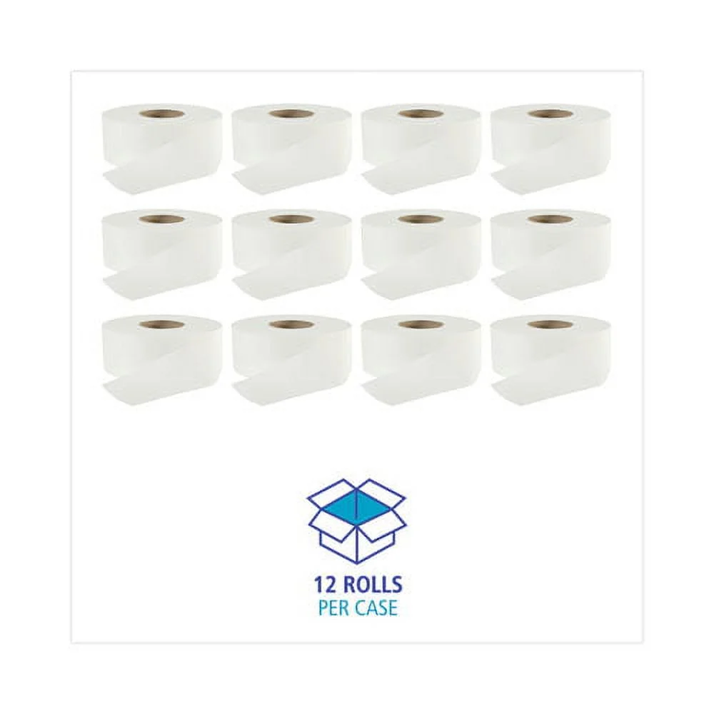 Jumbo Roll Bathroom Tissue, Septic Safe, 2-Ply, White, 3.2