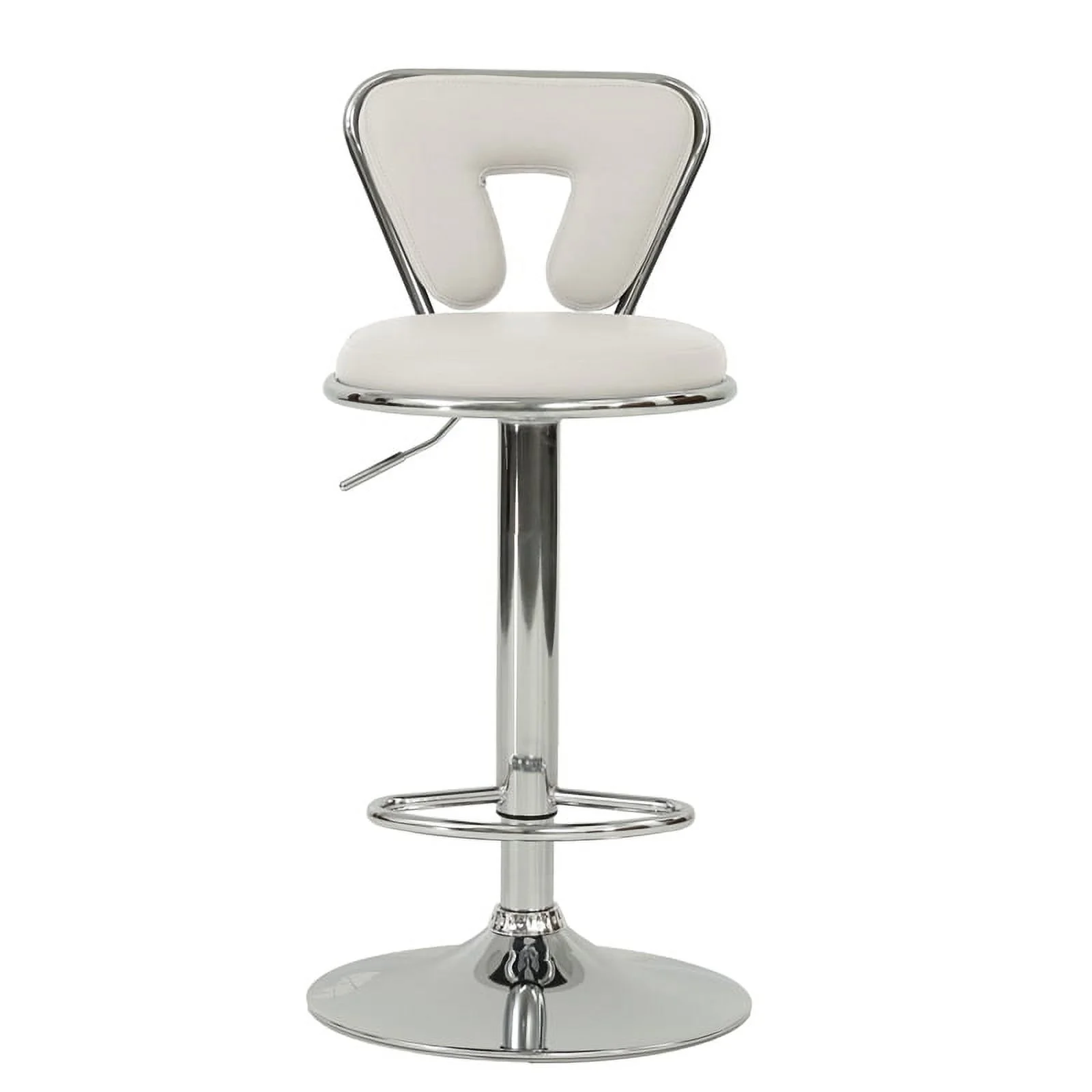 Poundex F1642 16 x 18 x 34-40 in. Adjustable Height & Swivel Barstool in White Faux Leather - Set of 2