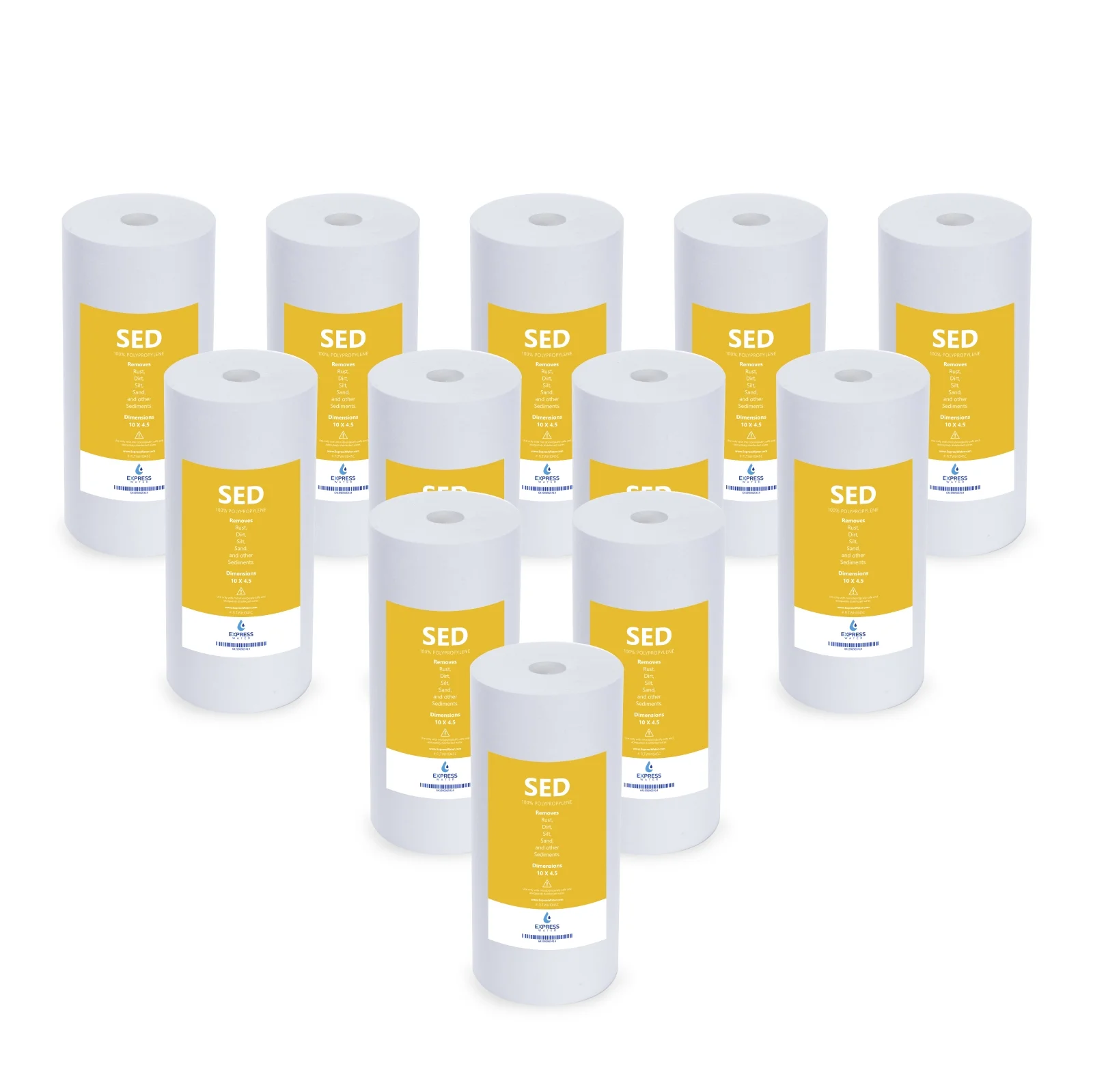 Express Water – 12 Pack Big Blue Sediment Replacement Filter – SED Dirt, Sand, Rust High Capacity Water Filter – Whole House Filtration – 5 Micron – 4.5” x 10” inch