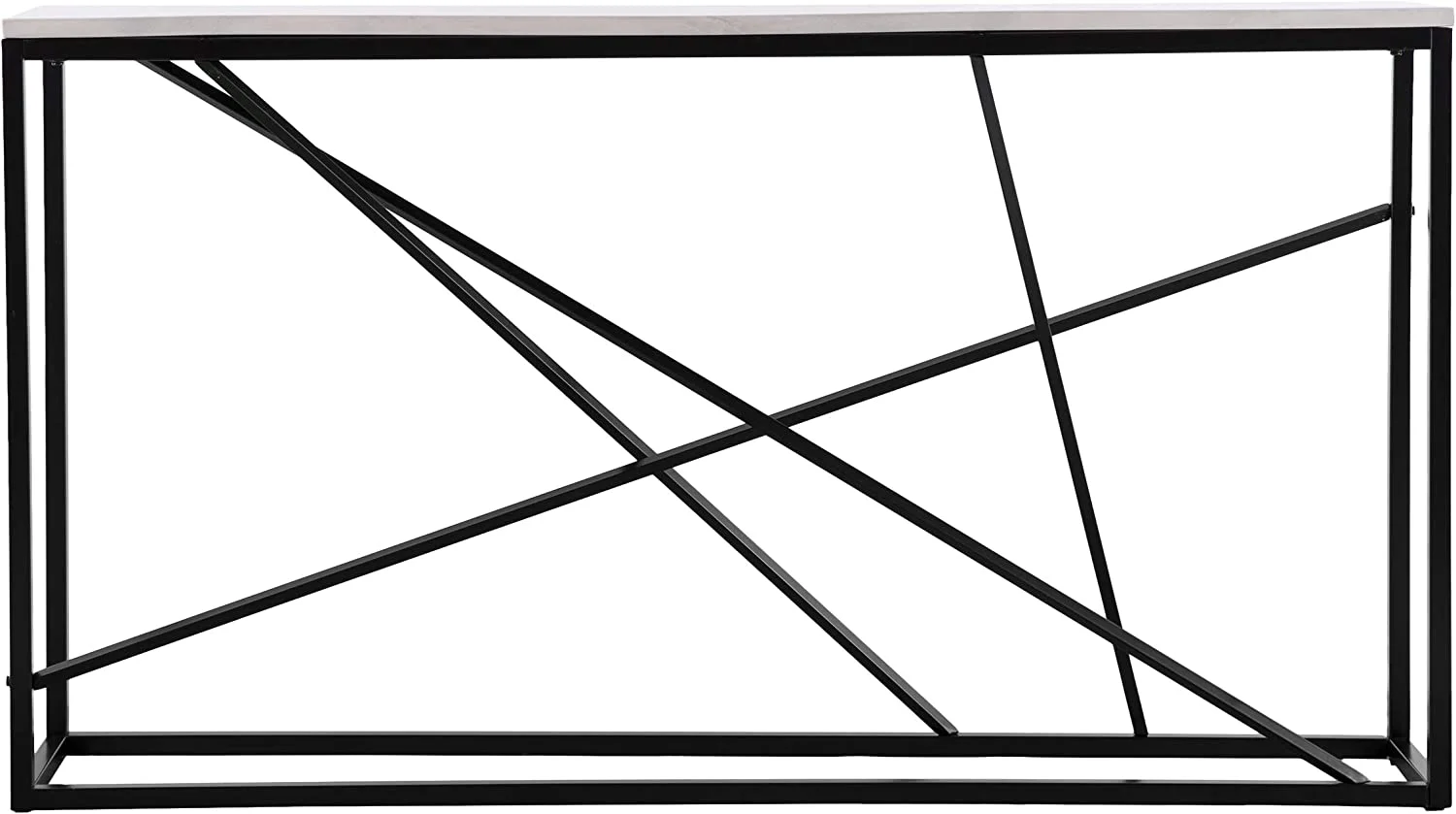 SEI Furniture Arendal Skinny, Console Table, White Faux Marble, Black