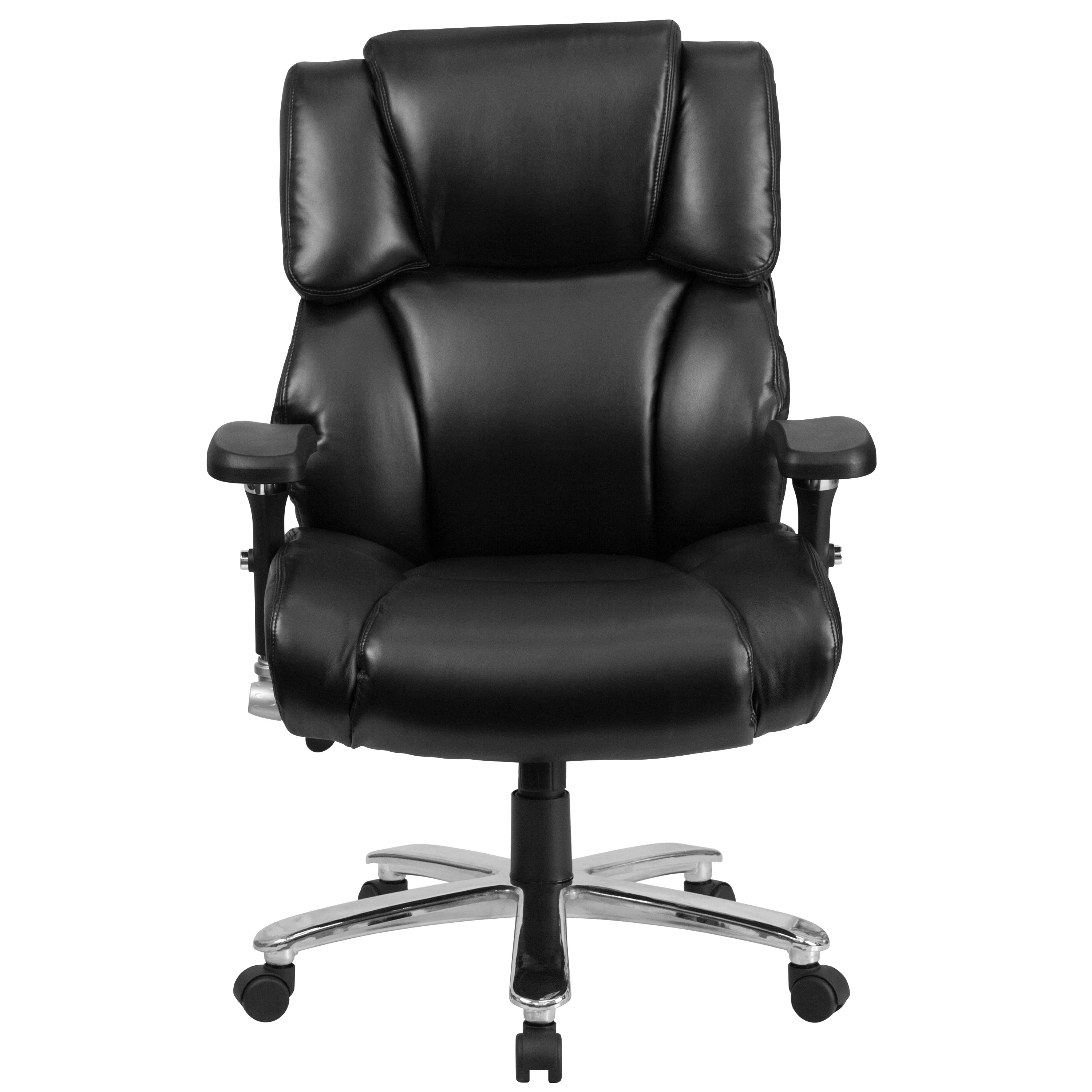 Emma + Oliver 24/7 400 lb. High Back Black LeatherSoft Ergonomic Office Chair, Lumbar Knob
