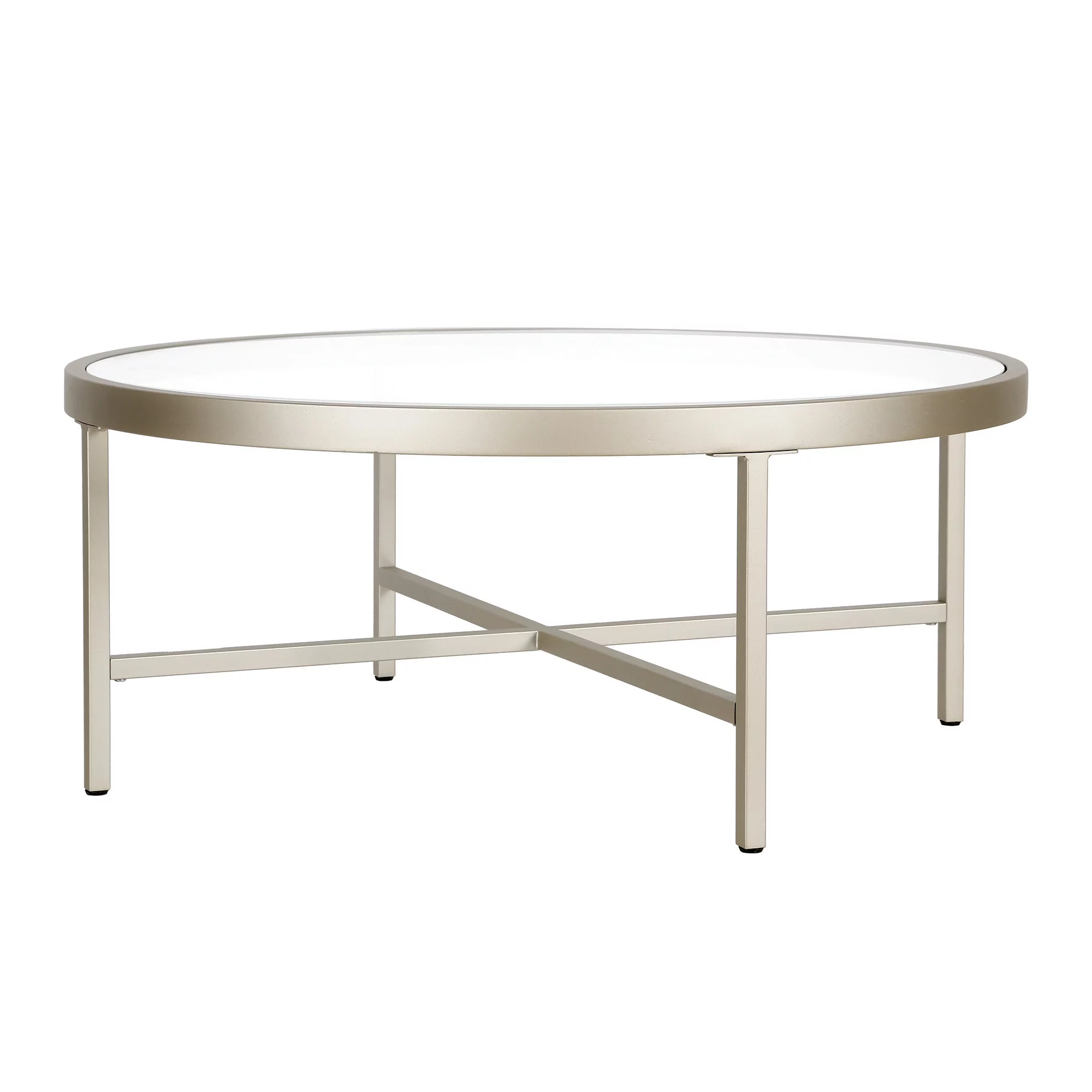HomeRoots 520977 15 x 36 x 36 in. Silver Glass Round Coffee Table