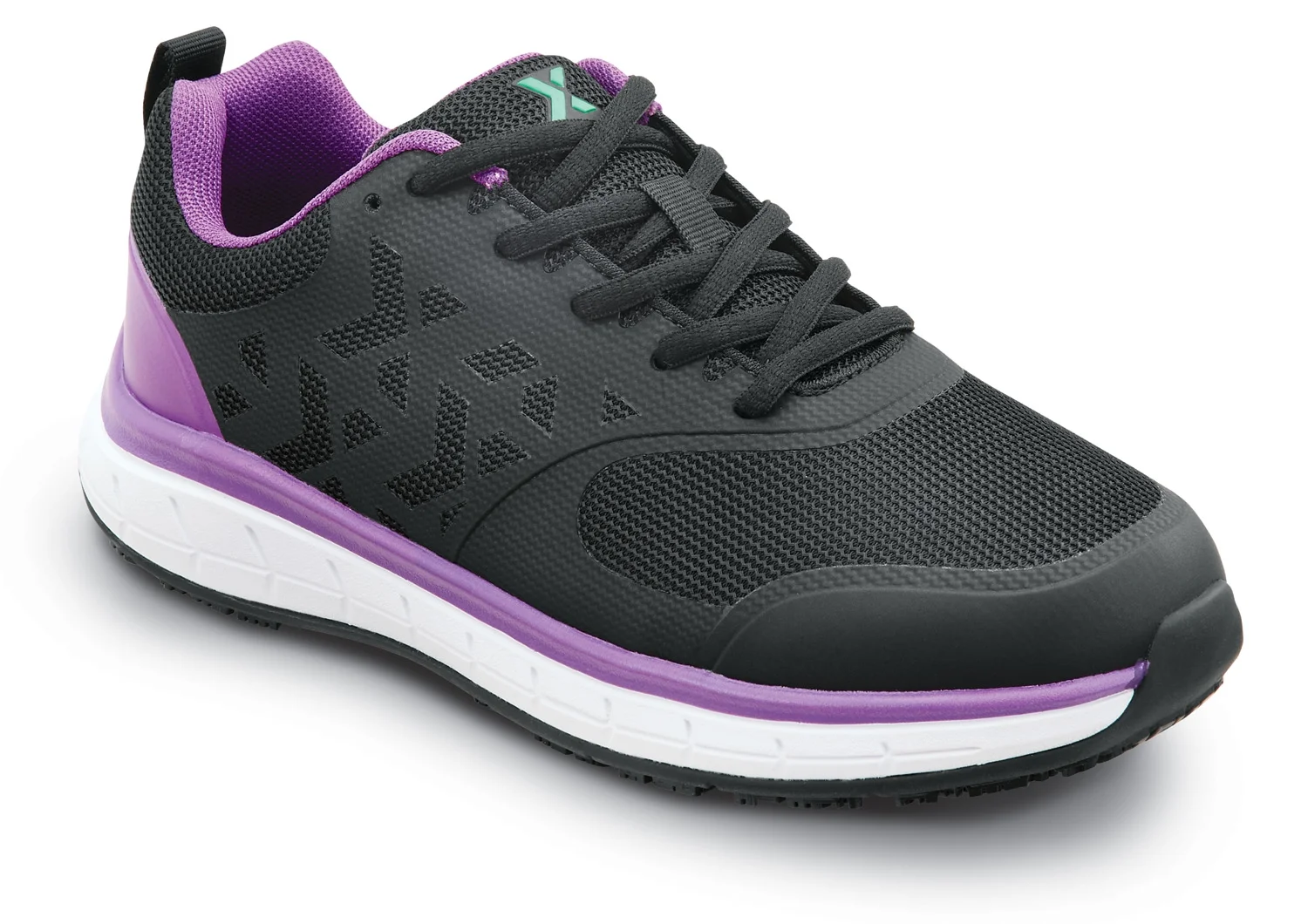SR Max  Wake, Women's, Black/Purple, Athletic Style, MaxTRAX Slip Resistant, Soft Toe Work Shoe. (9.5 M)
