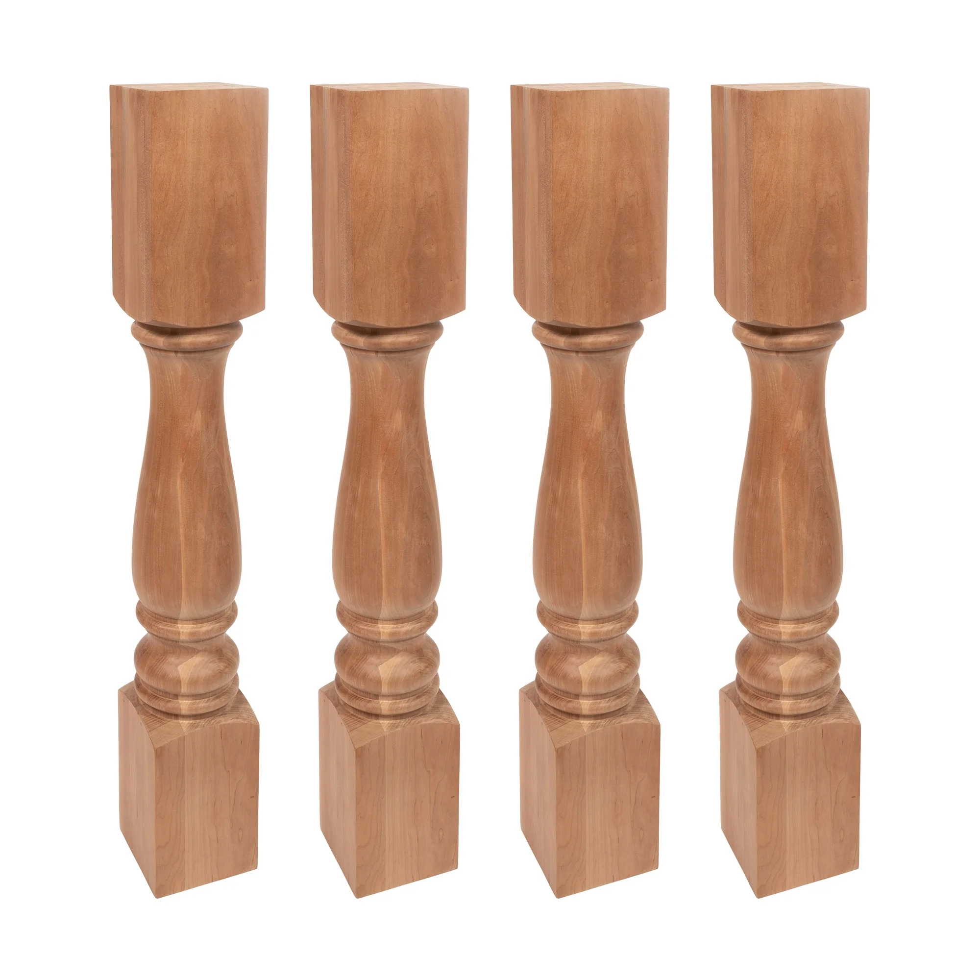 Designer's Edge Millwork 35-1/4 in. High x 5 in. Wide x 5 in. Depth Unfinished North American Solid Cherry Plain Full Round Kitchen Island Leg 4 Pack