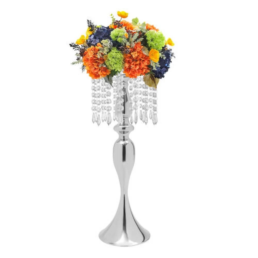 10 PCS Metal Silver Flower Vase Wedding Table Centerpieces Crystal Flower Stand