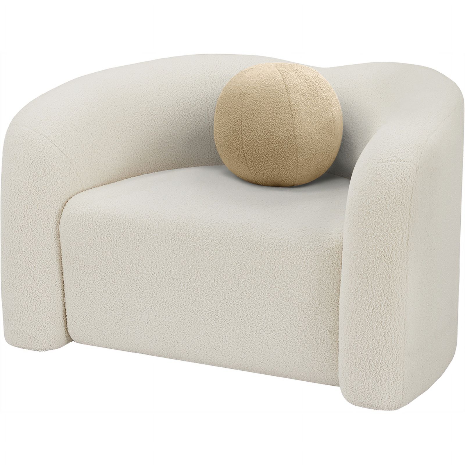 Meridian Furniture Kali Cream Faux Shearling Teddy Fabric Chair