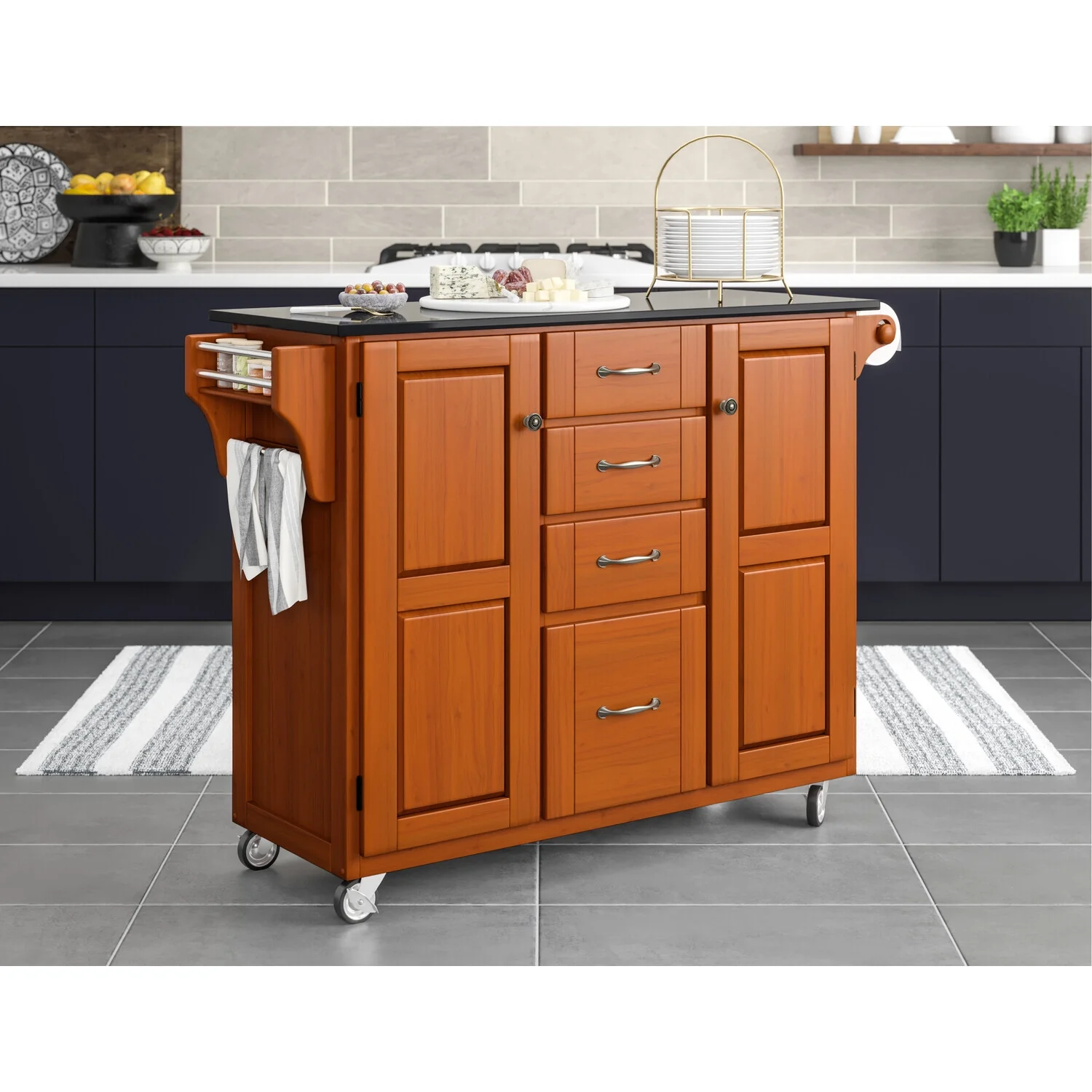 Homestock Natural BeautyBrown Wood Kitchen Cart
