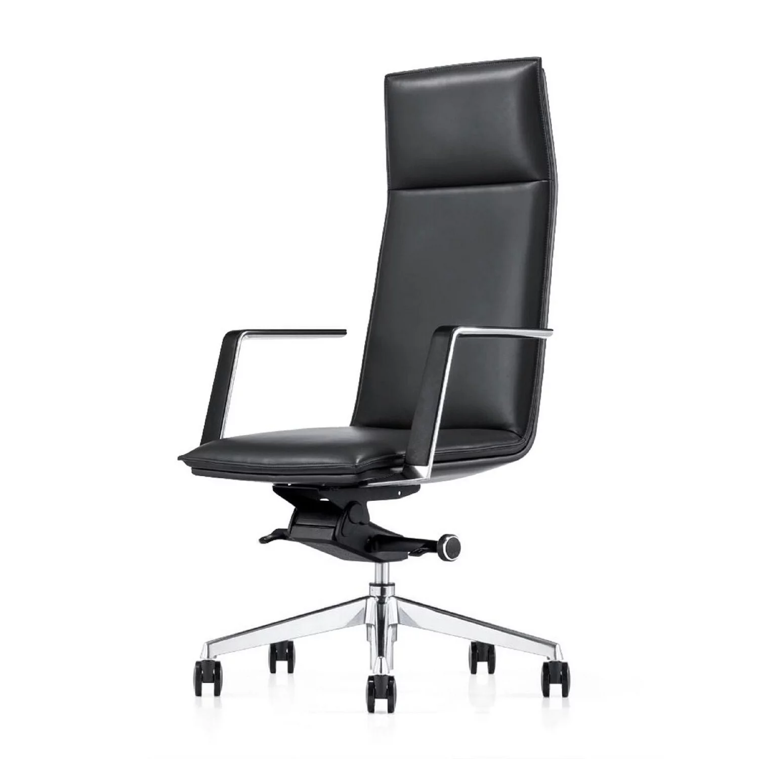 BenJara  27 in. Cid Modern Swivel Office Chair with Tall Back & Reclining, Black & Chrome