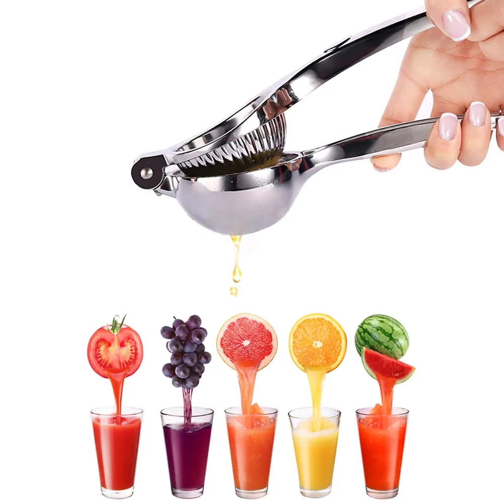 Heavy Duty Lemon Squeezer Press Professional Manual Orange Juicer with Zinc Alloy for Home Kitchen Outdoors Party Silver