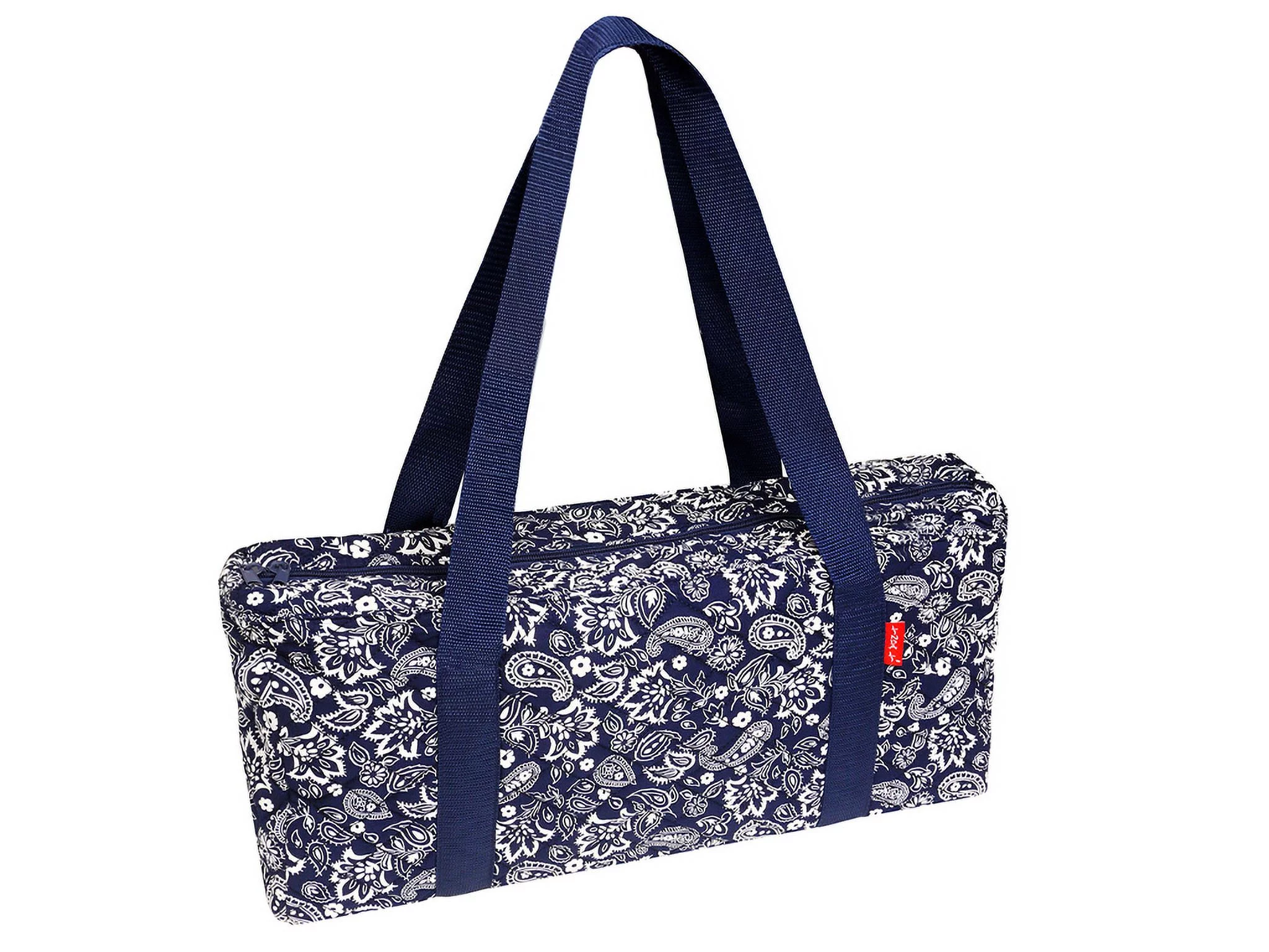 Soft-Sided American Mah Jongg Set by Linda Li with White Tiles and Modern Pushers - Blue Paisley Soft Bag